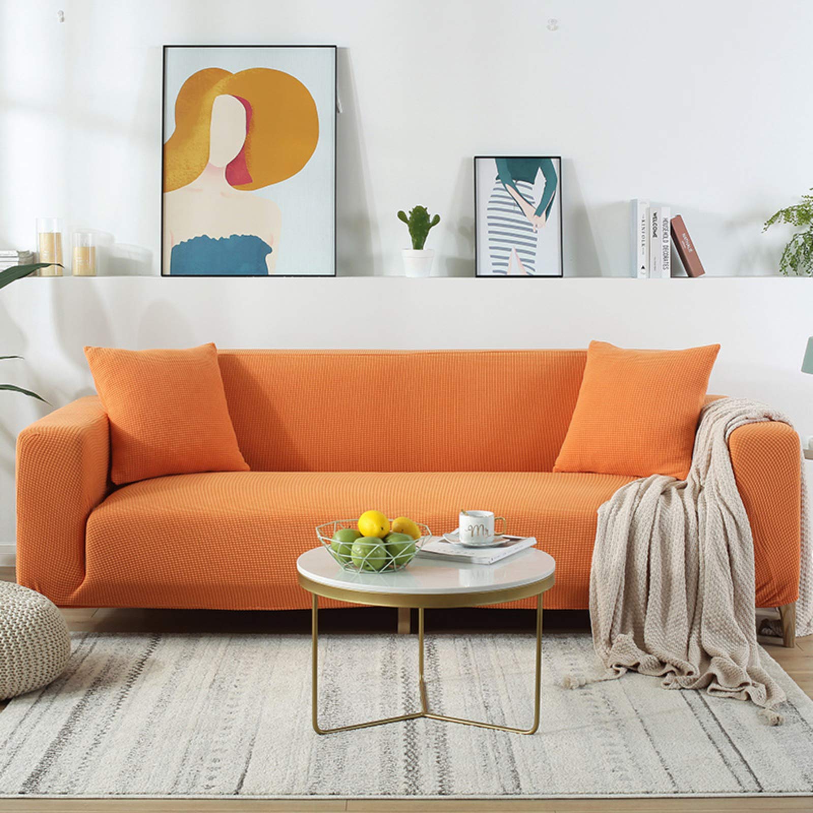 Solid Color Elastic Bottom Sofa Seat Cover with Ties - Anti-Slip Cushion Slipcover for Sectional Couch (2 Seater, Home-Q) | Perfect for Living Room Furniture Protection & Home Decor