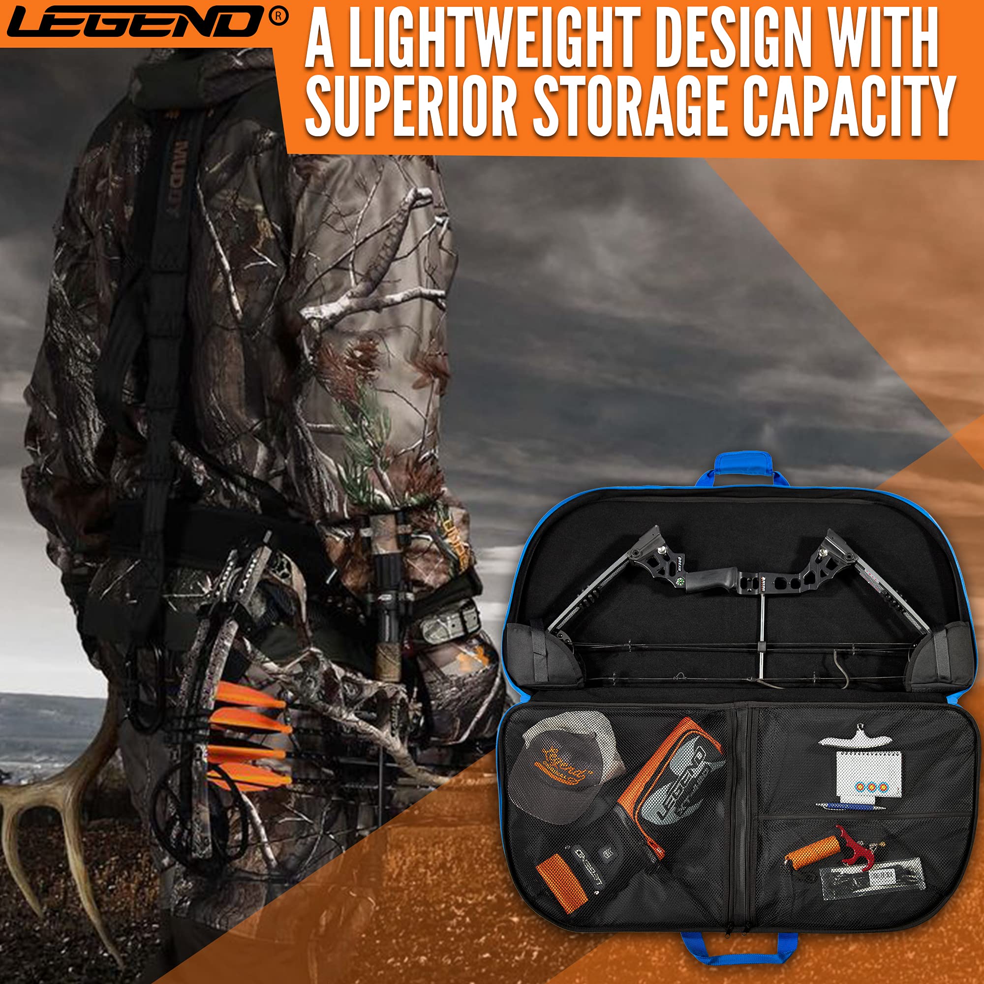 LEGEND Alpha Compound Bow Case - Waterproof Archery Bow Bag with Backpack & Shoulder Straps - Fits 37