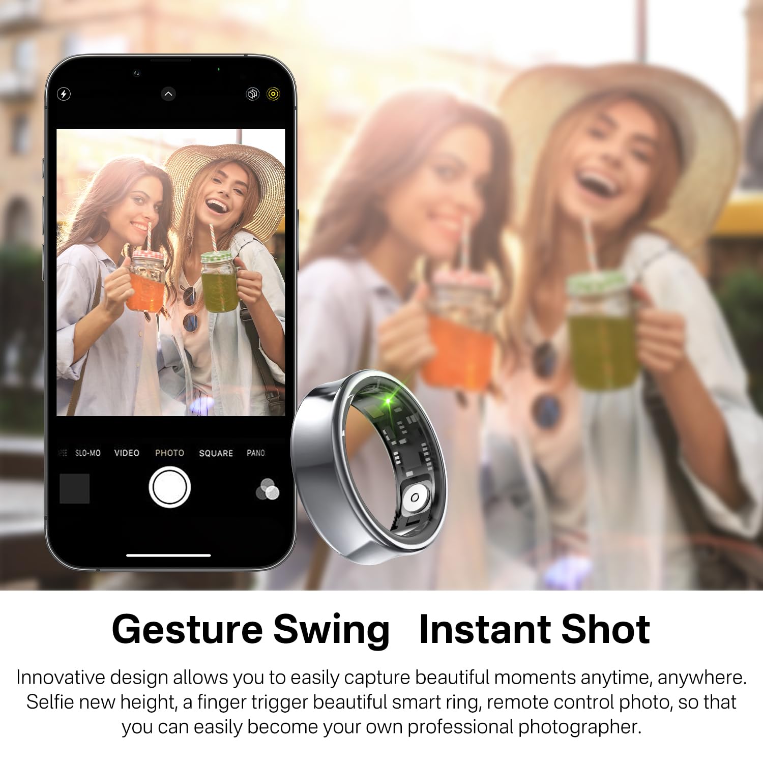 Titanium Alloy Smart Ring for Men & Women - Health & Fitness Tracker with Heart Rate Monitor, Hand Gesture Control for TikTok, No App Subscription Needed (iOS/Android Compatible, Deep Gray, Size 7) - Perfect for Workouts, Sleep Tracking & Social Media Interaction
