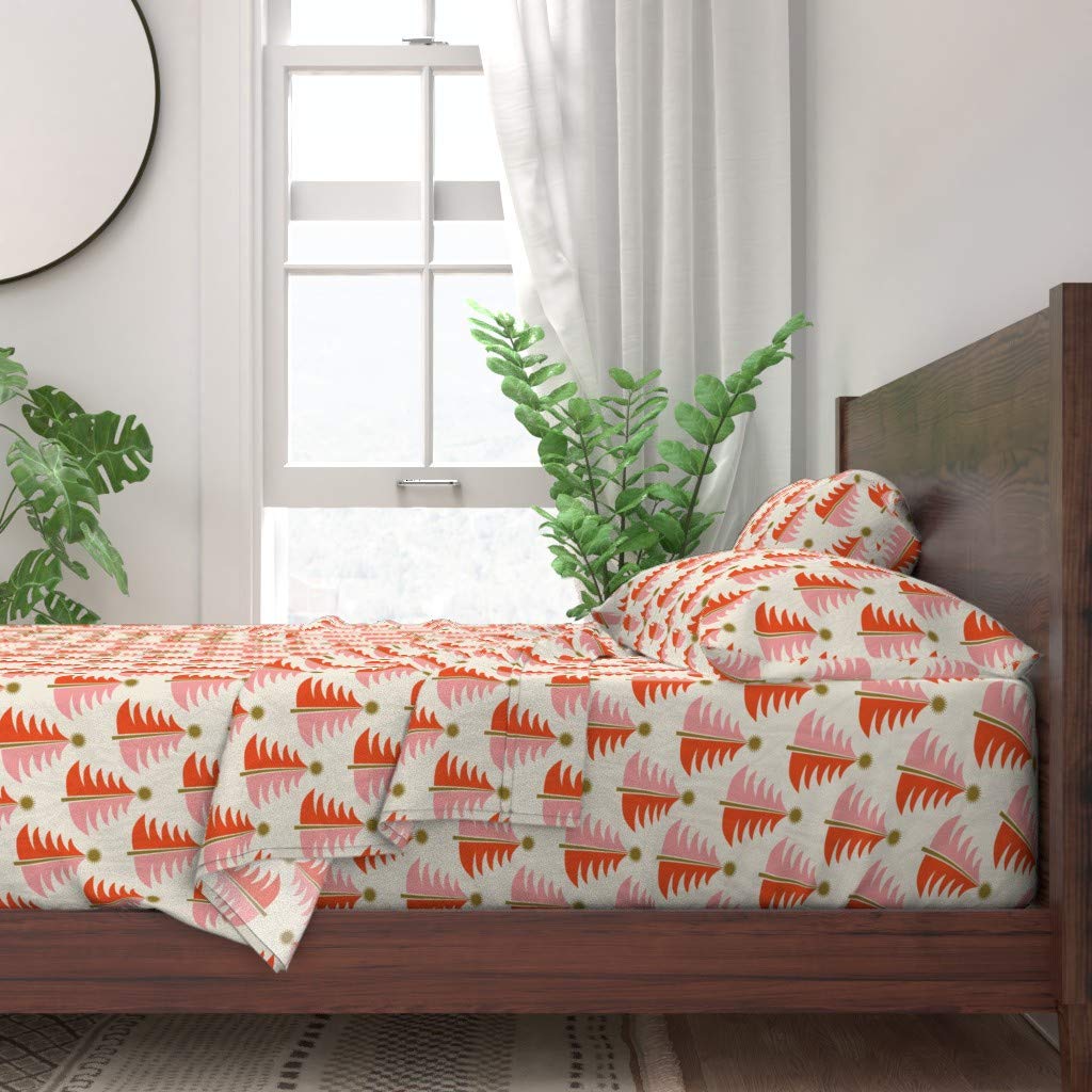 Tree Topped Christmas Retro Holiday Star Print 100% Cotton Twin 3-Piece Sheet Set | Soft & Breathable Bedding for Winter, Festive Home Decor, Cozy Seasonal Bedroom Upgrade