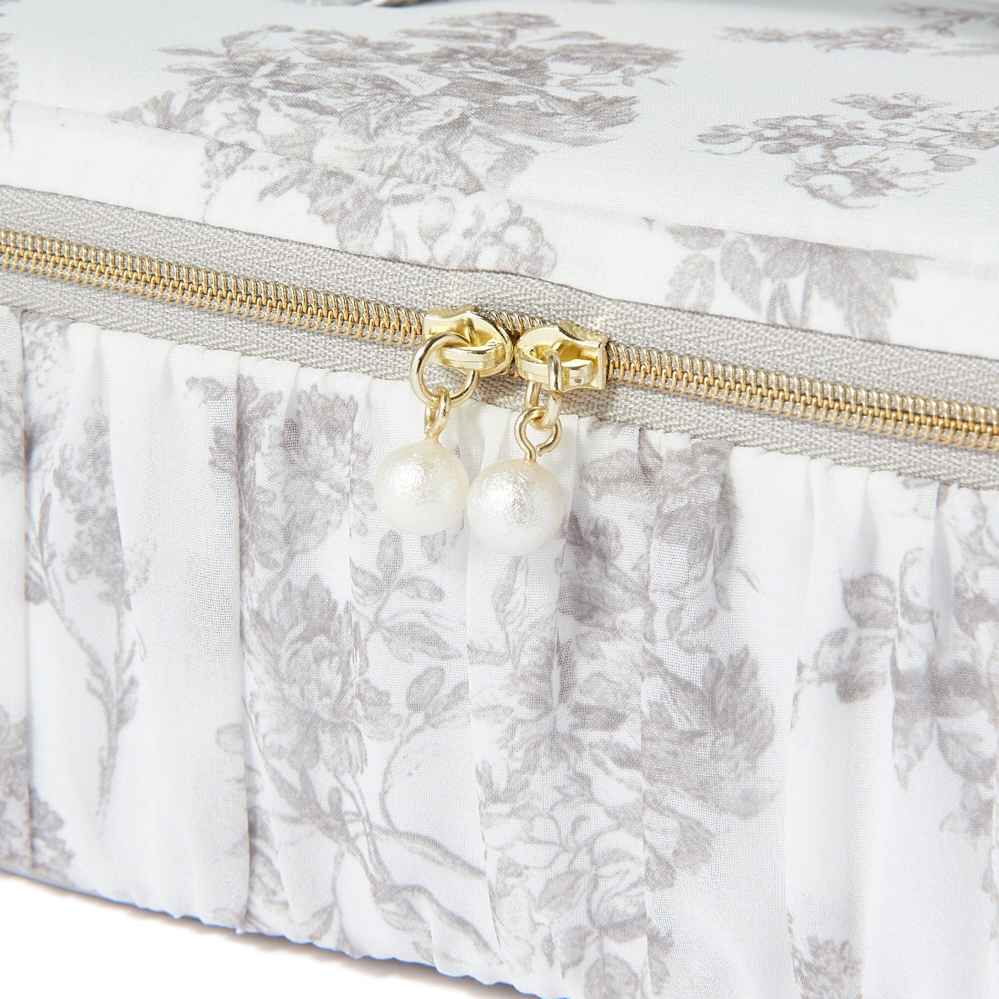 Elegant Small Beige Classic Flower Vanity Pouch for Women - Perfect for Makeup, Jewelry & Travel Essentials | Vintage Cosmetic Bag Organizer