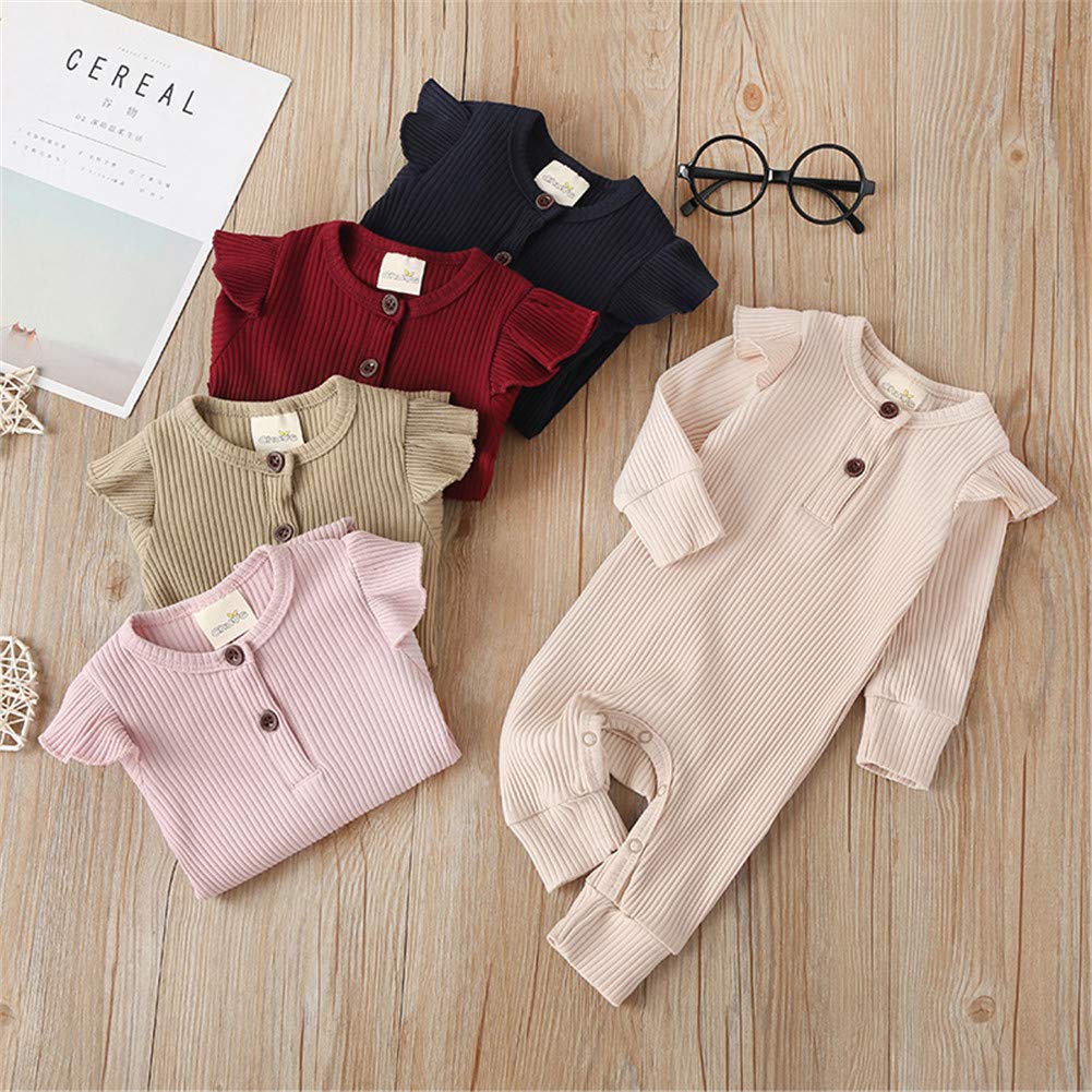 Newborn Baby Unisex Romper - Soft Knitted Ruffle Bodysuit with Snap Buttons | Summer Outfits for Boys & Girls | Perfect for Playtime, Photo Shoots & Daily Wear