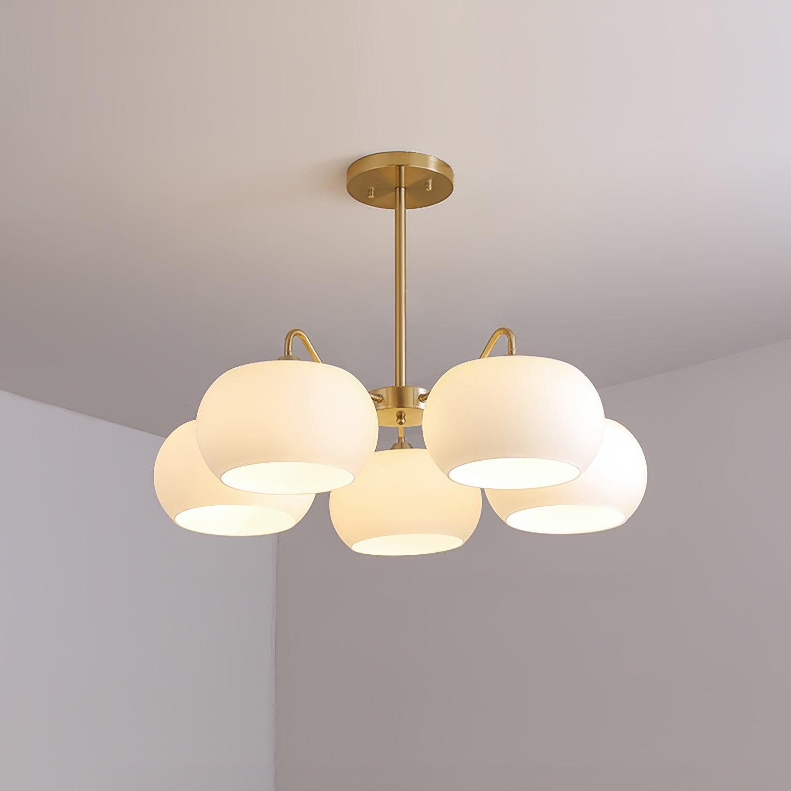 Elegant Glass Persimmon Chandelier - Modern Crystal Ceiling Light Fixture for Dining Room, Living Room & Bedroom Decor