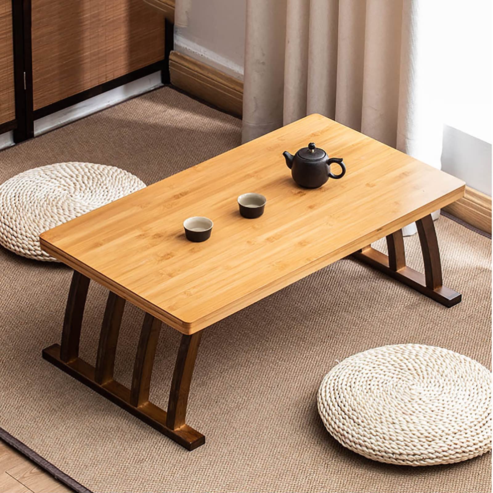 Japanese Style Low Bamboo Coffee Table - 80x45x30cm Tami Floor Table for Living Room, Balcony, Study or Dining | Eco-Friendly & Lightweight | Perfect for Tea Ceremonies, Reading & Small Spaces
