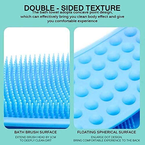 Double-Sided Silicone Back Scrubber Bath Brush - Exfoliating Body Scrubber for Dead Skin Removal with Belt (Purple) - Perfect for Shower, Bath & Spa Relaxation