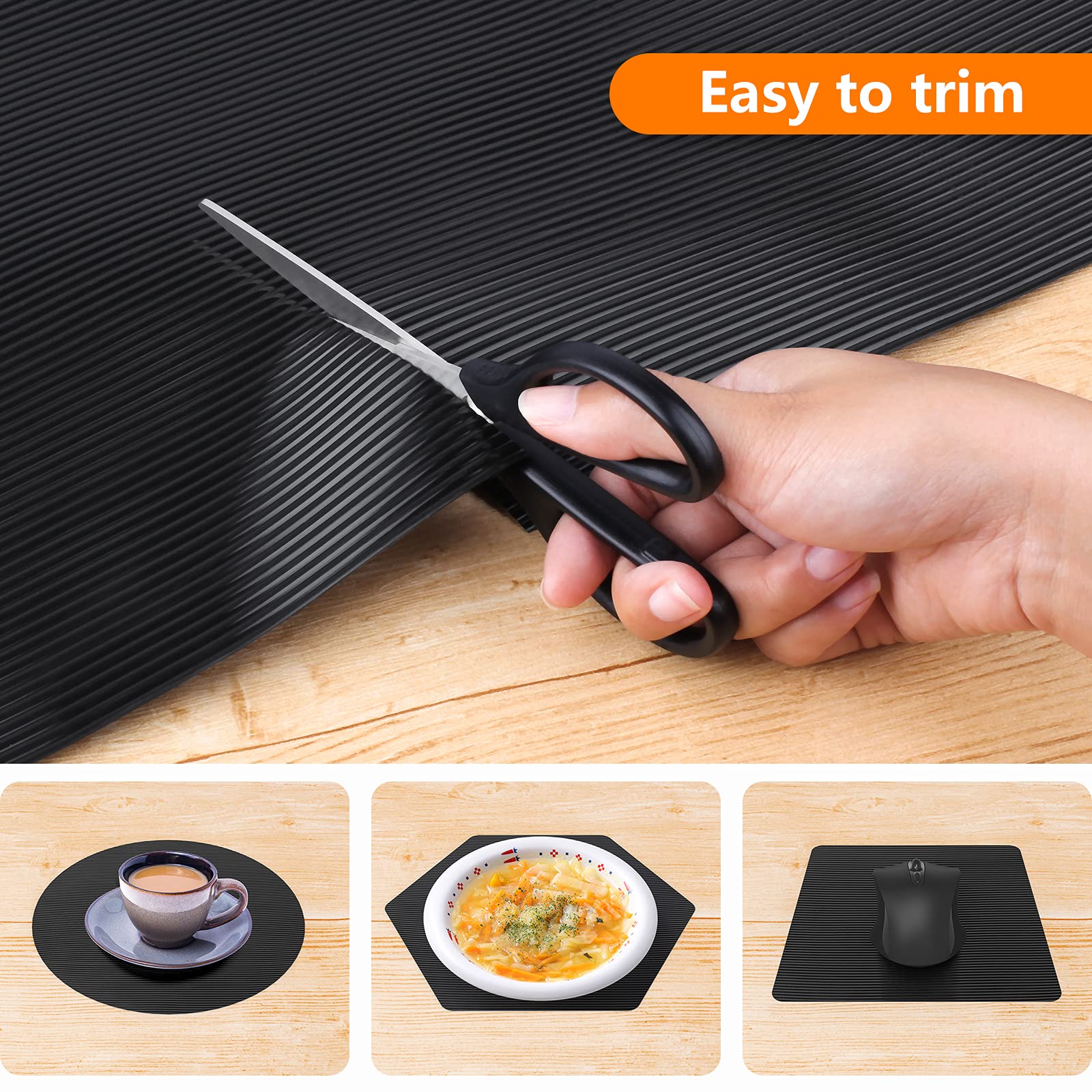 Non-Adhesive EVA Shelf Liners for Kitchen Cabinets, Drawers, Refrigerators & Desks - Washable Cabinet Mats (23.6
