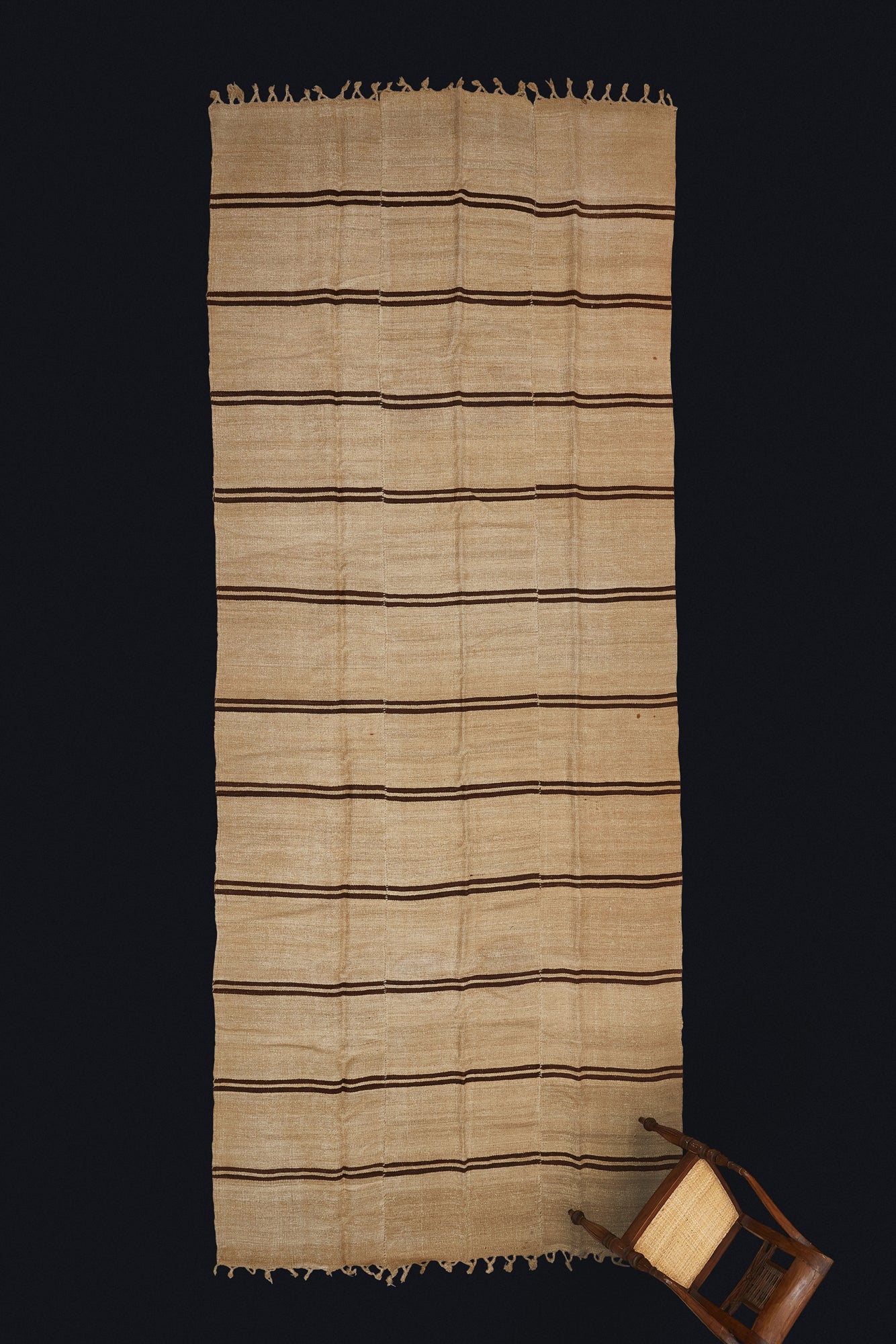 Premium Dark Oatmeal & Chocolate Stripe Hemp Carpet Rug 6'2