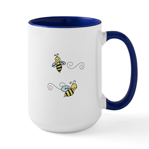White/Navy Inside - Bees Mugs