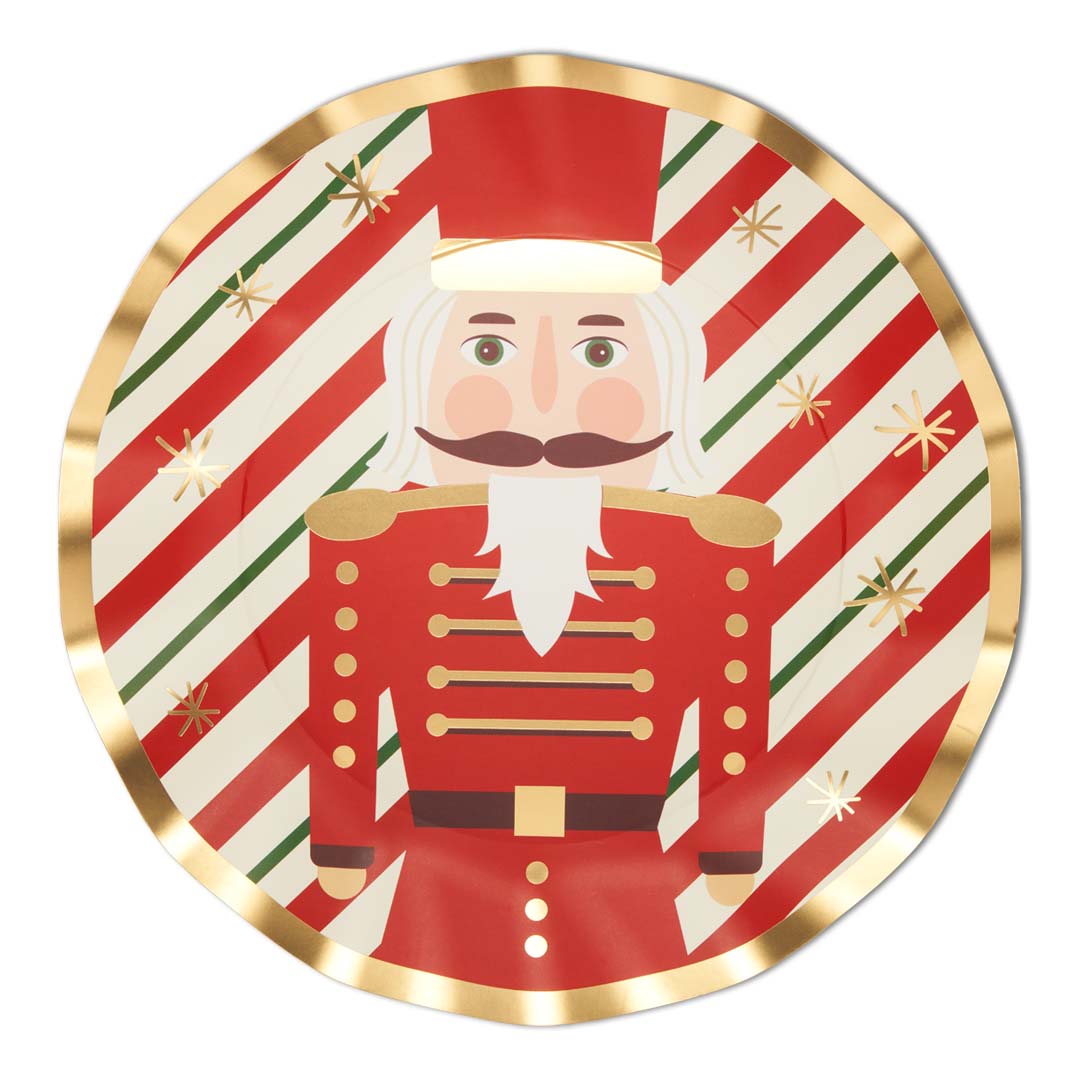 Wavy Edge Christmas Nutcracker Dinner Plates - Set of 8 for Holiday Table Decorations & Festive Dining
