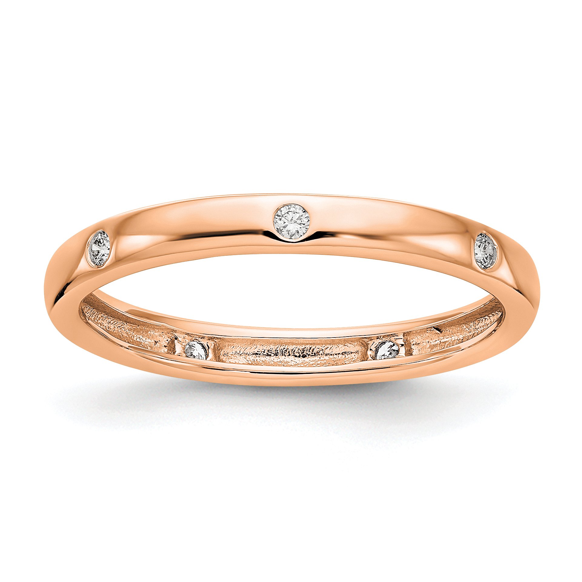 KIOKORI 7 Diamond Bezel Set Eternity Band Ring in 14K Rose Gold (1/10 Carat) - Sizes 4-9 | Perfect for Anniversaries, Engagements & Special Occasions | by Roy Rose Jewelry