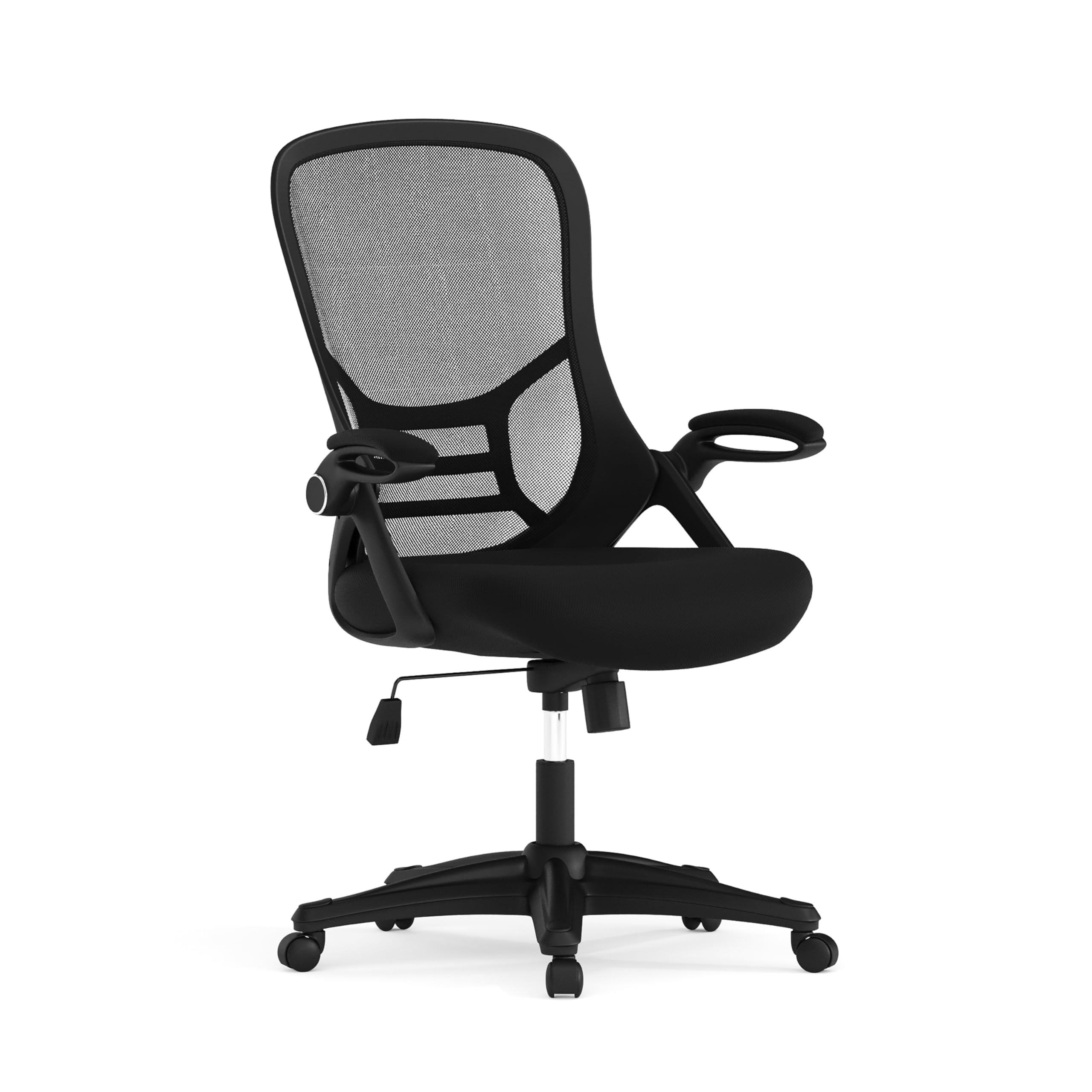 Ergonomic High Back Mesh Office Chair with Flip-Up Arms - Black Swivel Task Chair for Home & Office Workspace - Adjustable Comfort for Long Hours of Sitting