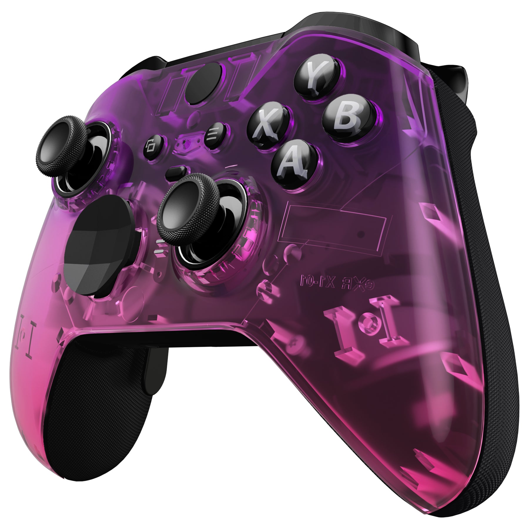 eXtremeRate Gradient Translucent Purple Rose Red Faceplate Cover & Glossy Front Housing Shell Replacement Kit for Xbox One Elite Series 2 Controller (Model 1797 & Core) - Includes Thumbstick Accent Rings (ELP335) - Perfect for Gaming Enthusiasts & Custom Controller Mods