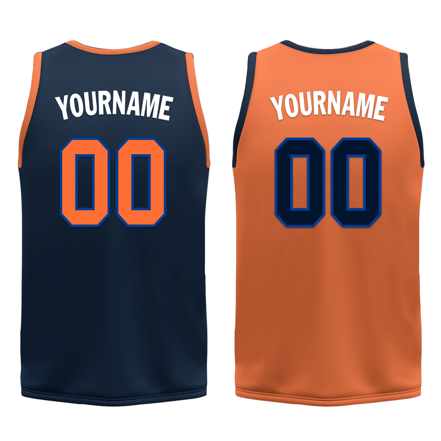 Custom Blue & Orange Reversible Basketball Jersey - Personalized Classic Style Uniform for Men & Women | Perfect for Team Games, Practice & Fan Gear
