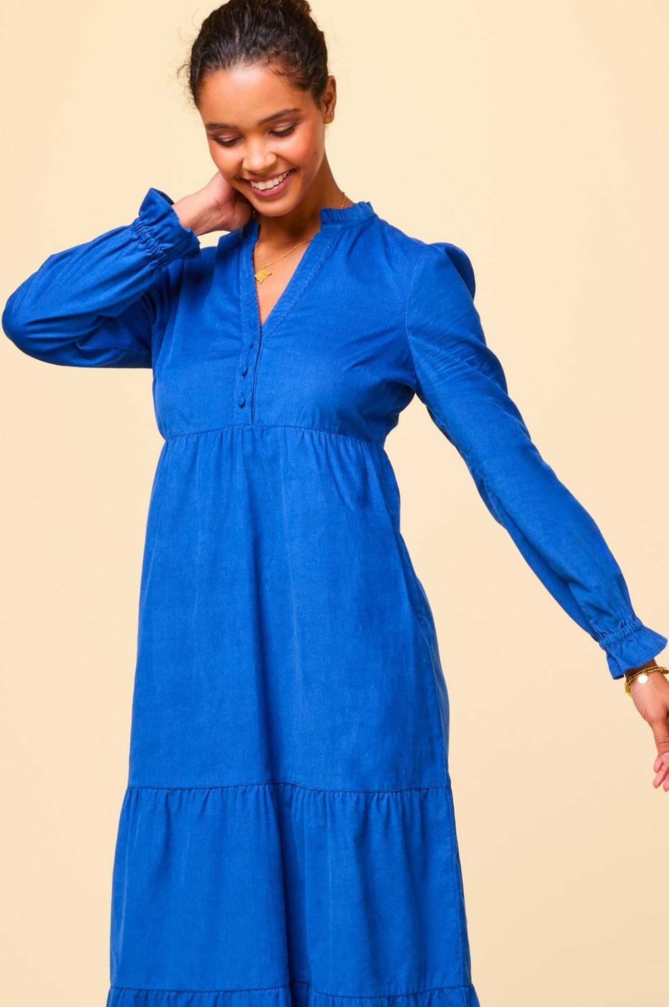 Liv Women's Corduroy Dress in Cobalt Blue - Stylish & Comfortable for Casual Outings, Work, and Date Nights