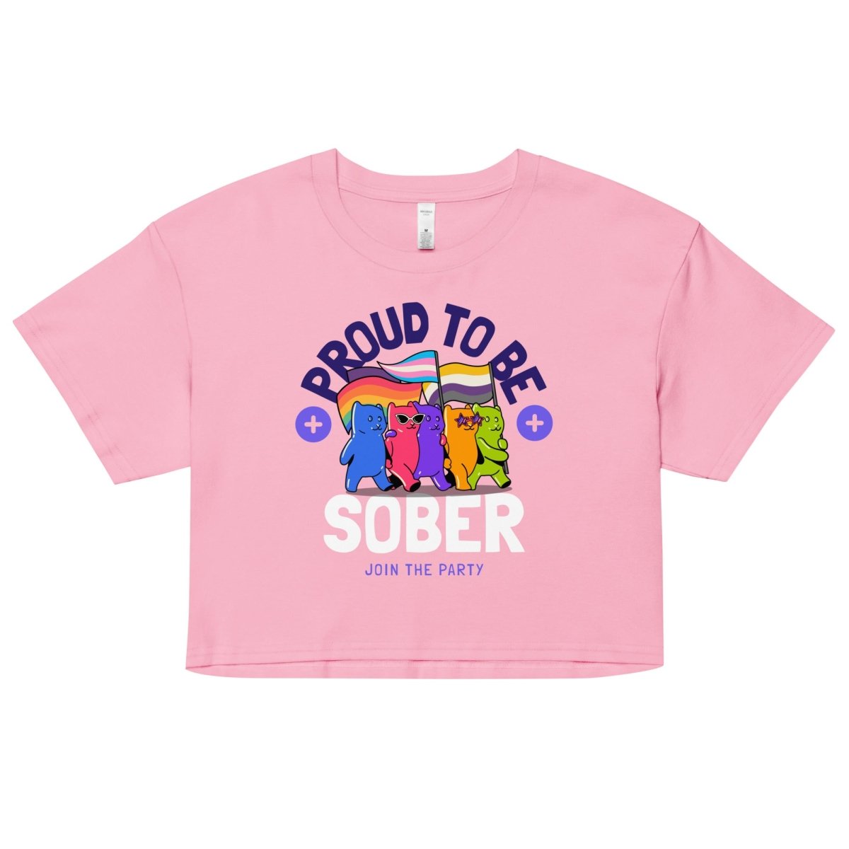Proud to Be Sober Women's Crop Top - Rainbow Resilience Collection | Motivational Recovery Apparel for AA Meetings & Sober Living