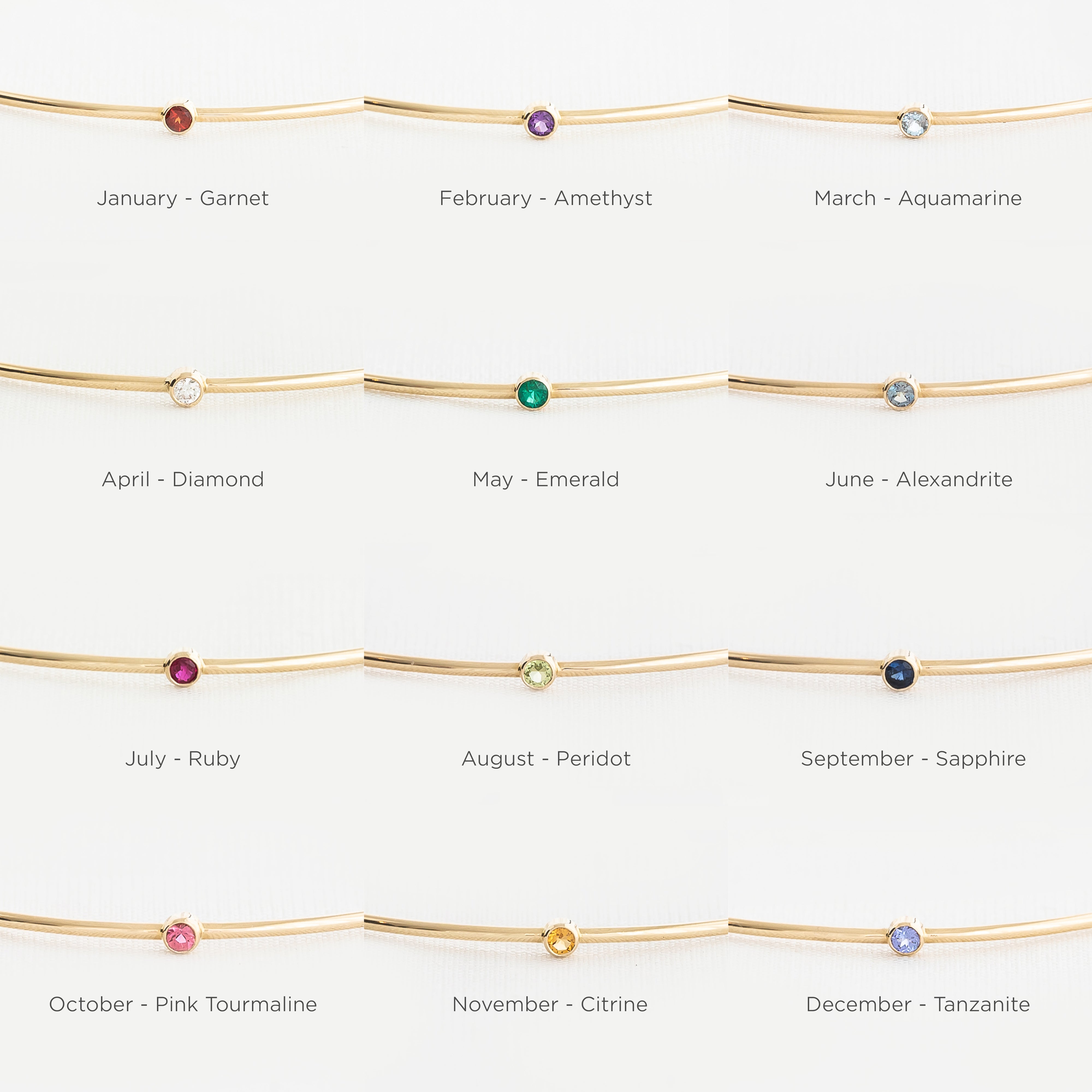 Birthstone Bangle Bracelet - Heavy Weight Sterling Silver Jewelry for Women | Perfect Gift for Birthday, Anniversary & Special Occasions