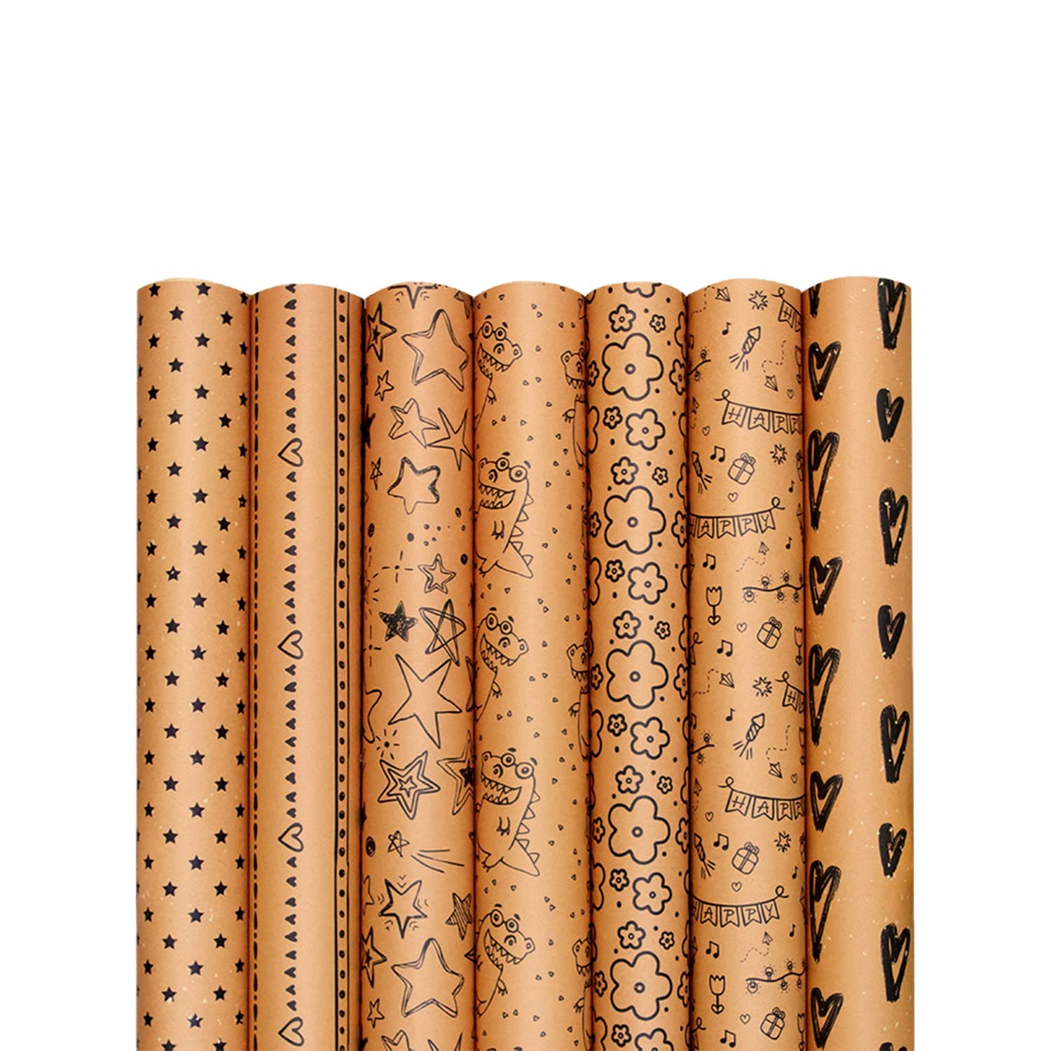 Sorkwo Birthday Wrapping Paper - 7 Sheets Premium Gift Wrap with 7 Unique Designs for Birthday Parties, Gifts & Celebrations | Perfect for DIY Gift Wrapping, Party Decorations & Special Occasions