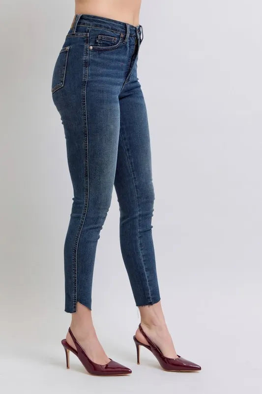 Judy Blue High Waist Tummy Control Skinny Jeans for Women - Plus Size Denim Pants with Step Hem Detail | Perfect for Casual Wear, Office Outfits & Date Nights