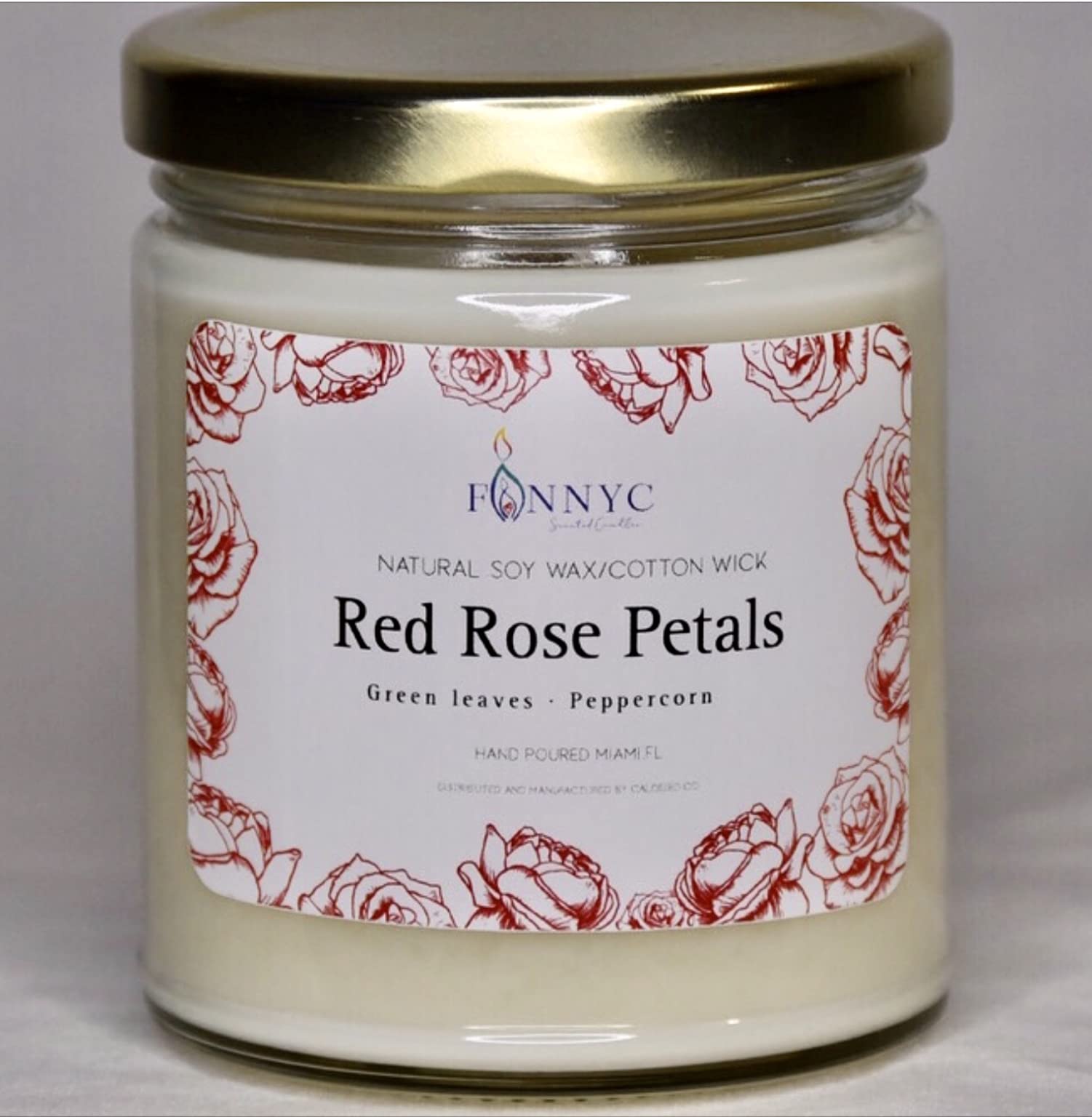 Soy Wax Scented Candles Hand Poured - Fresh Red Rose Petals Aroma, 9oz | Home Decor, Relaxation, Romantic Ambiance, Gift Idea