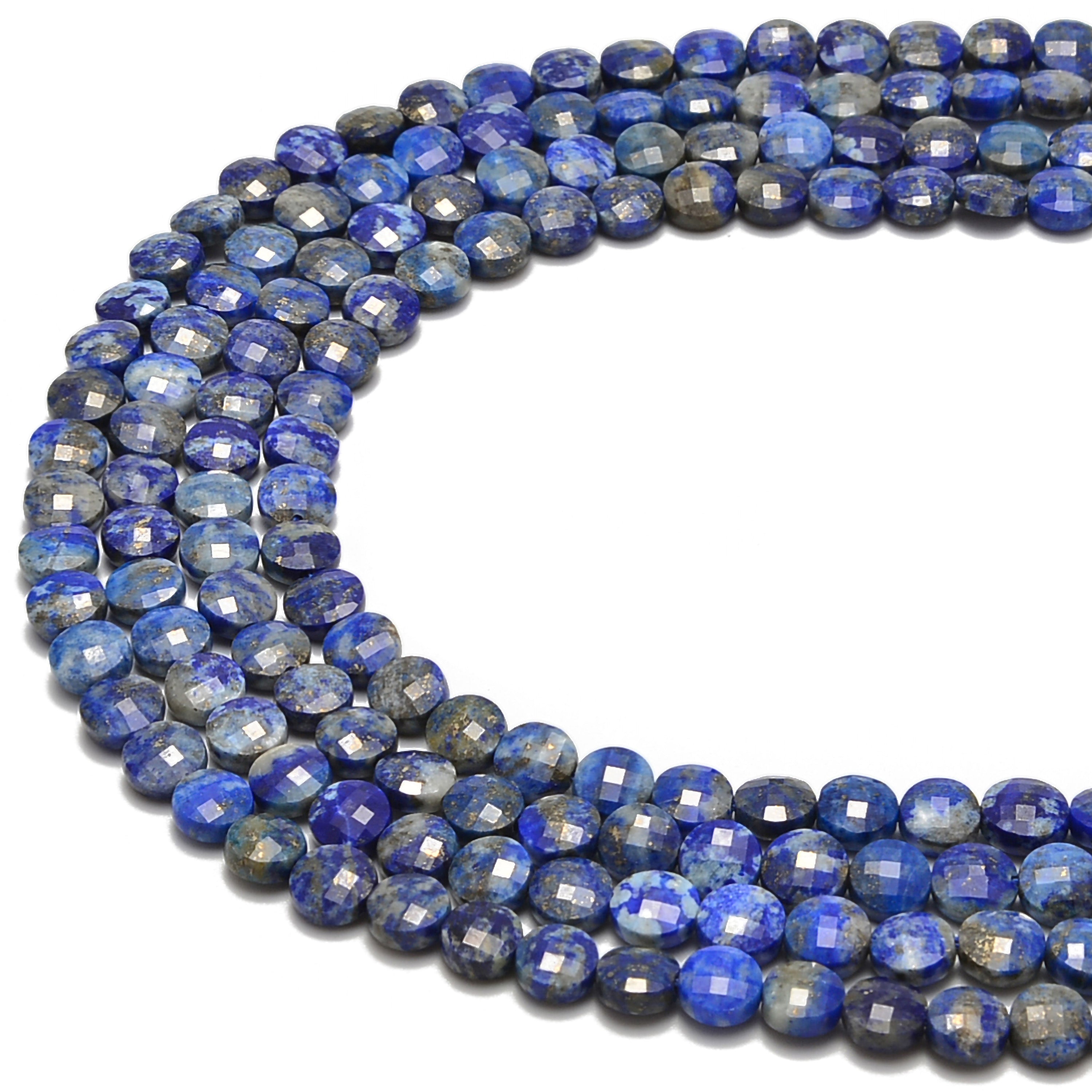 Lapis Lazuli Faceted Flat Coin Beads - 5-6mm Gemstone Beads for Jewelry Making (15.5 Inch Strand) - Perfect for Necklaces, Bracelets & DIY Craft Projects