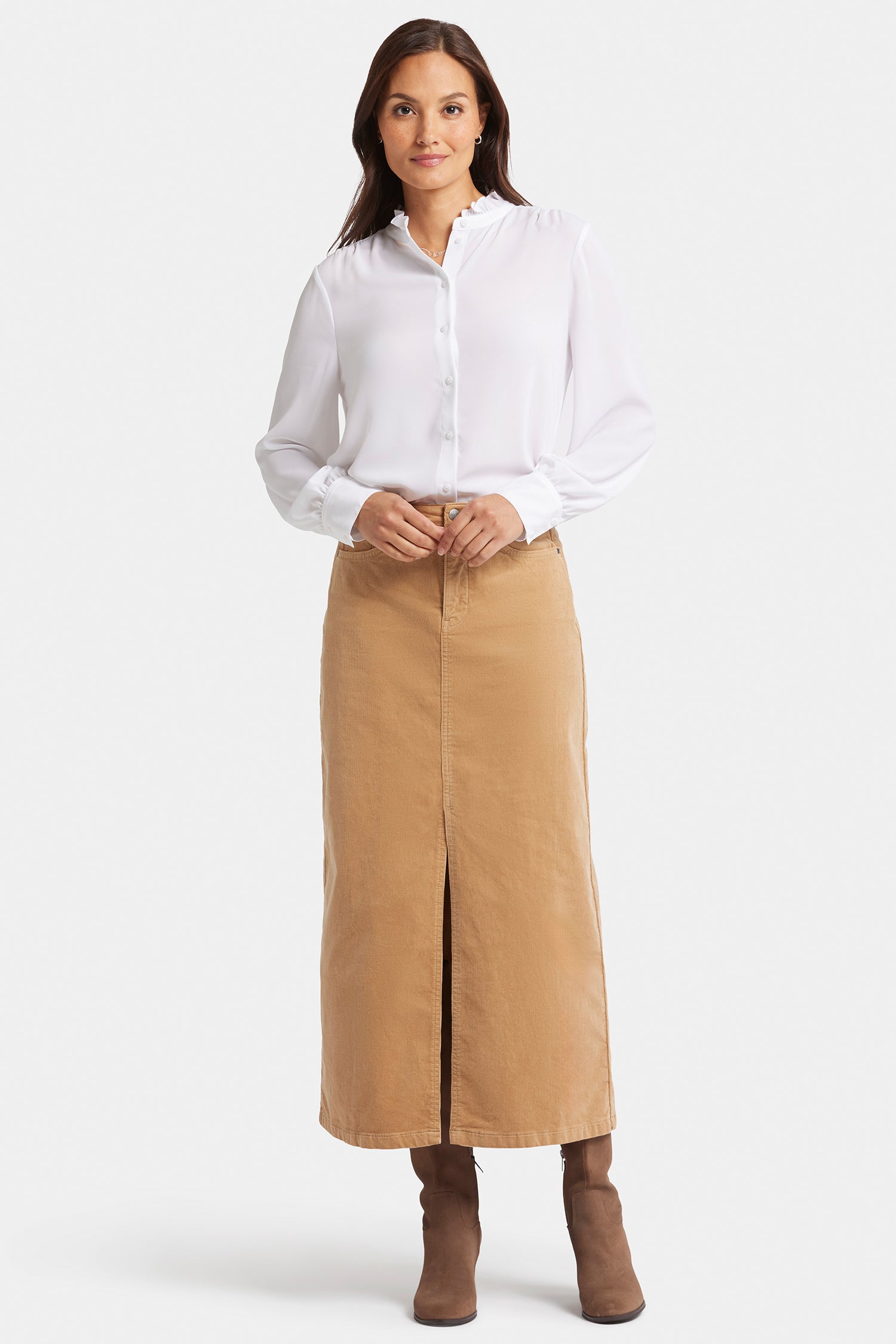Elegant High Rise Long Skirt in Sand Dune - Perfect for Casual Outings, Date Nights & Boho Fashion Looks