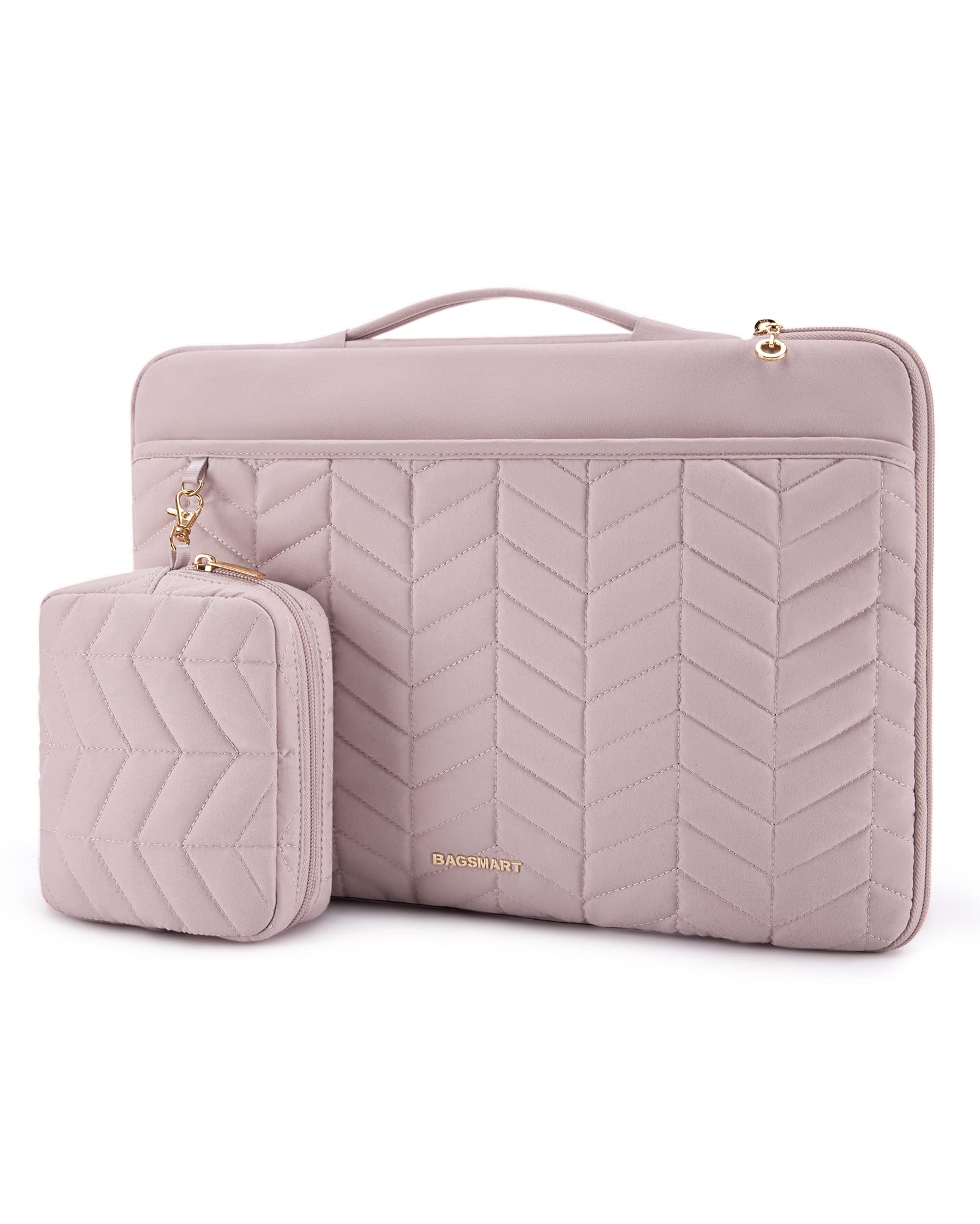 BAGSMART 15-16 Inch Laptop Sleeve with Handle - Puffy Padded Protective Case for MacBook Air 15.6