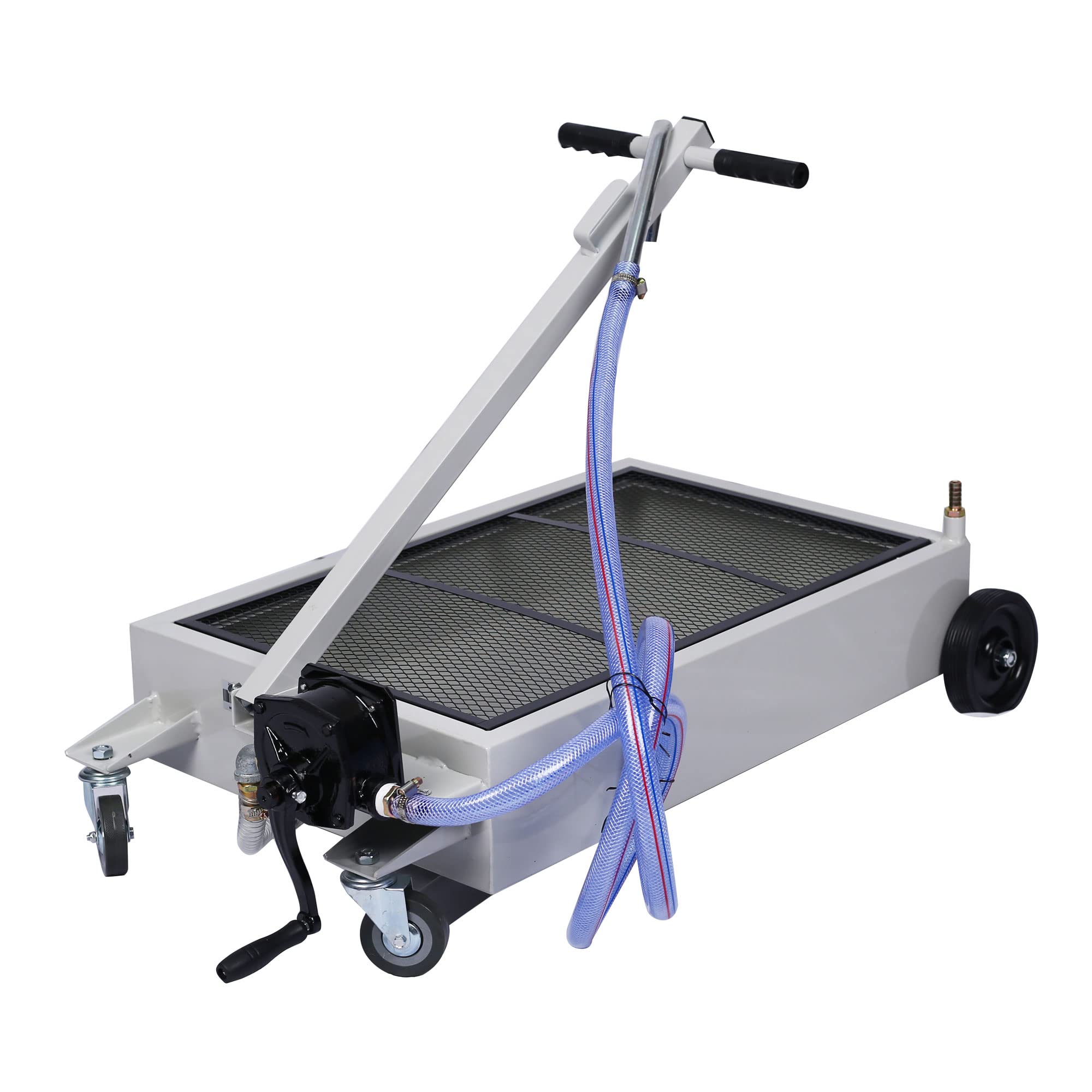 15 Gallon Oil Drain Pan with Hand Pump - Portable Low Profile Oil Change Tank for Cars, SUVs & Trucks - Large Capacity Drain Pan with Hose & Swivel Casters Wheels - Perfect for DIY Auto Maintenance & Garage Oil Changes