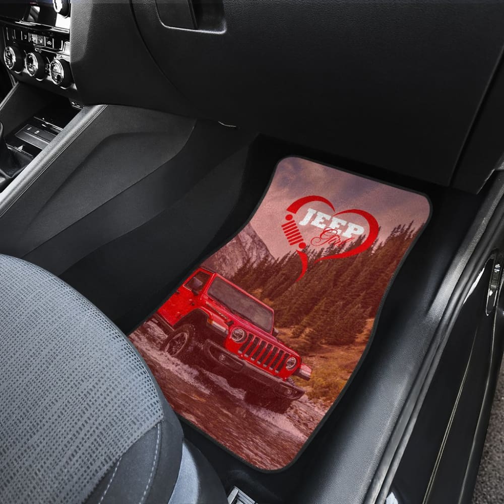 Premium Red Jeep Girl Car Floor Mats - All-Weather Protection, Non-Slip Design for Wrangler & Cherokee - Perfect for Off-Road Adventures & Daily Commutes