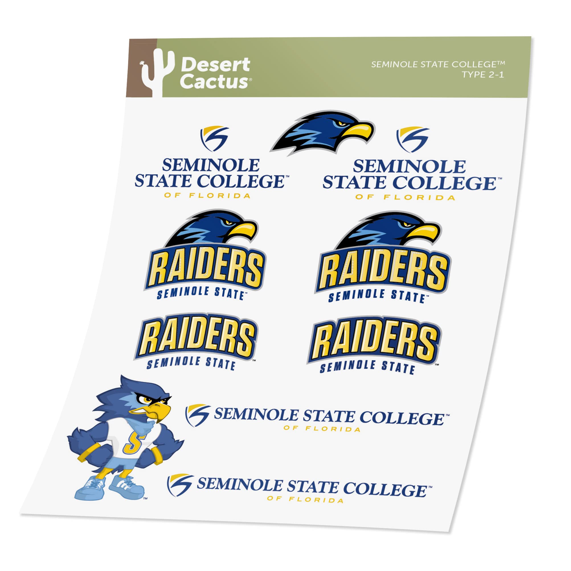 Florida Seminole State College Desert Cactus Raiders Vinyl Decal Sticker - Waterproof Laptop, Water Bottle, Car, Scrapbook Decor - Perfect for School Spirit, College Pride & Fan Accessories