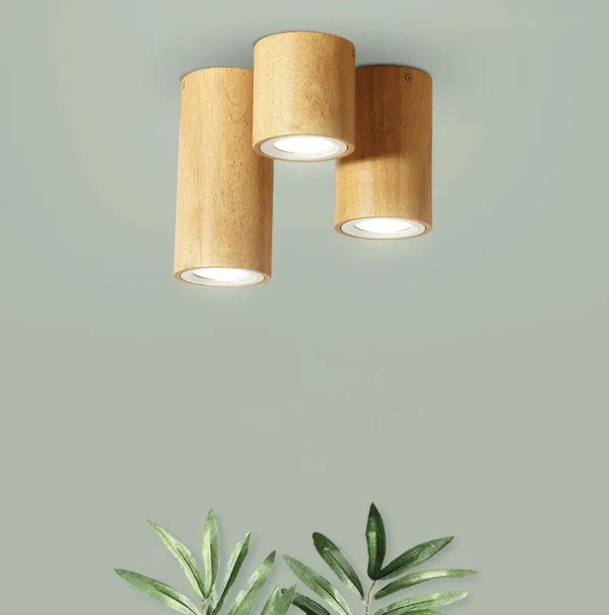 Modern Round Wooden Flush Mount Ceiling Light Fixture - Natural Wood Grain Design for Bedroom, Living Room, Dining Room & Hallway Lighting