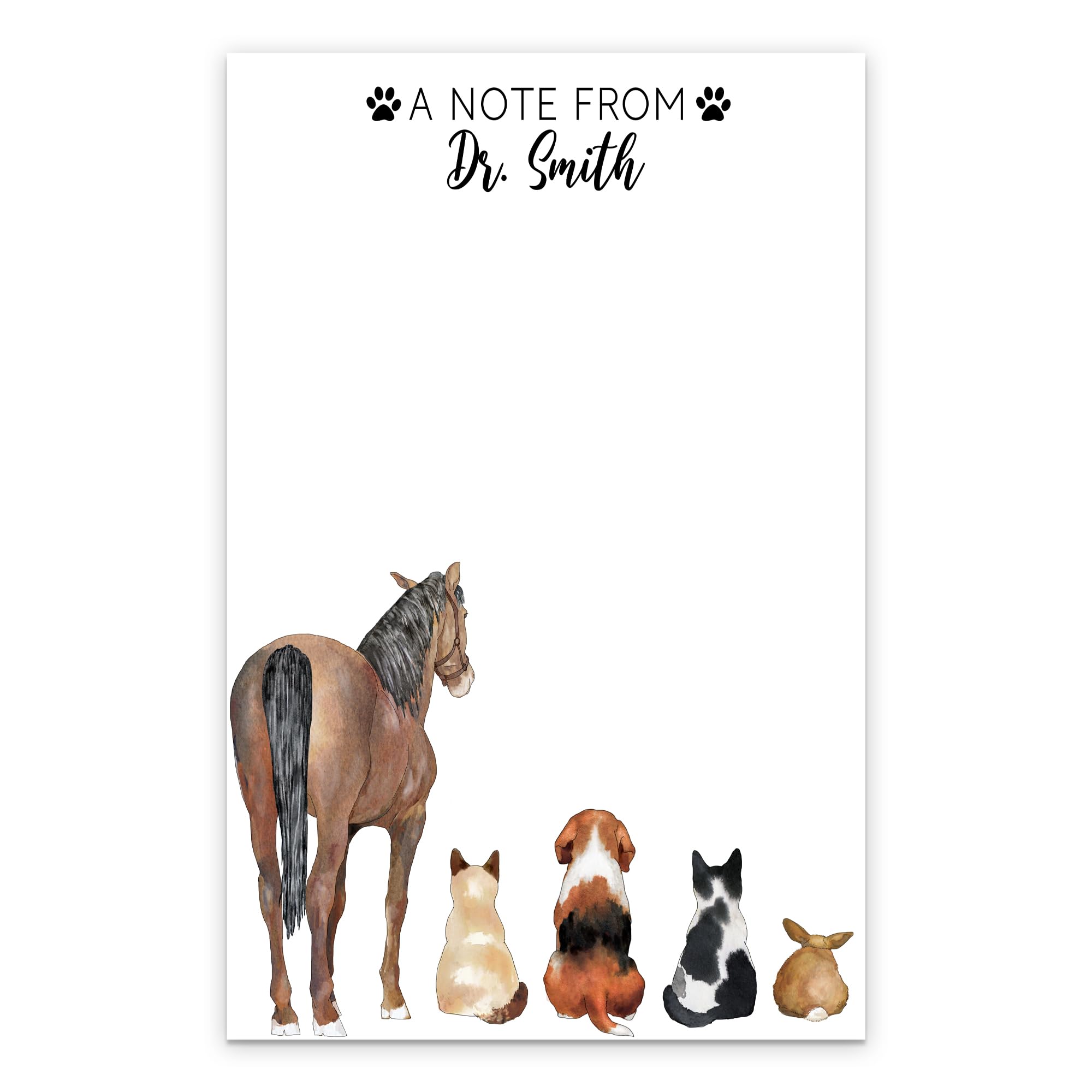 Personalized Veterinarian Notepad with Name & Animals - Custom Vet Tech Gift for Patient Notes, Vet Tech Week & Writing Paper - Ideal for Clinics, Appointments & Daily Veterinary Use
