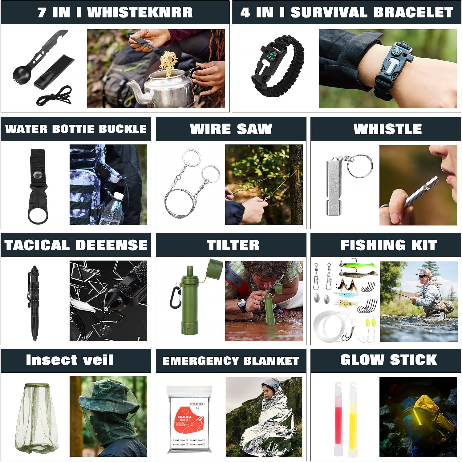 Premium Survival Gear Kit - Emergency First Aid Supplies & Large Durable Camping Backpack for Outdoor Adventures | Perfect for Hiking, Camping, and Wilderness Survival Preparedness