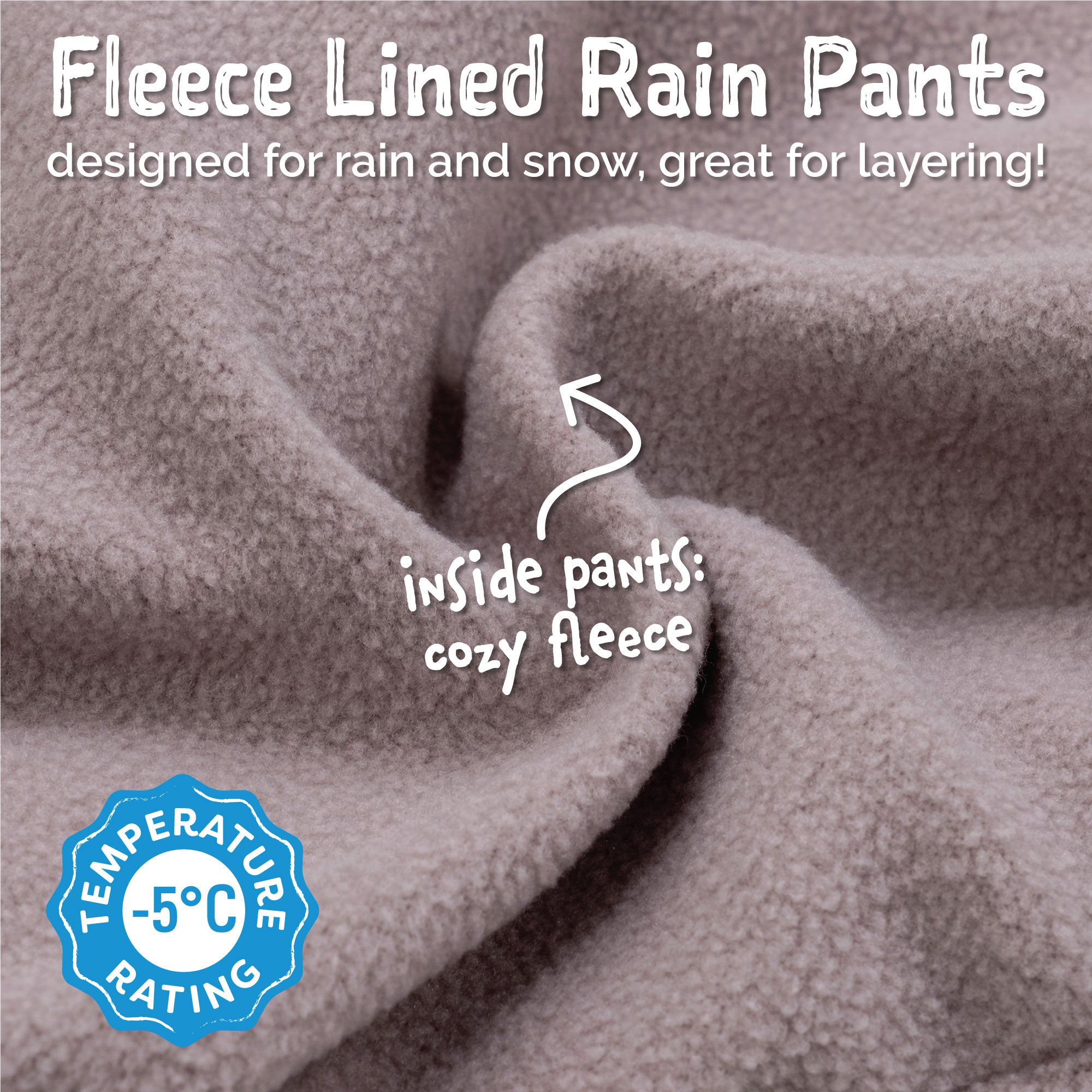Jan & Jul Black Fleece Lined Rain Pants for Kids - Waterproof Winter Snow Pants for Outdoor Play, Hiking & Cold Weather Protection