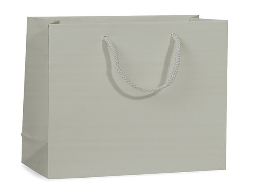 100 Pack Matte Silver Medium Gift Bags 13x5x10 Inches with Cardboard Bottom & Cord Handles - Perfect for Party Favors, Wedding Gifts, and Holiday Packaging