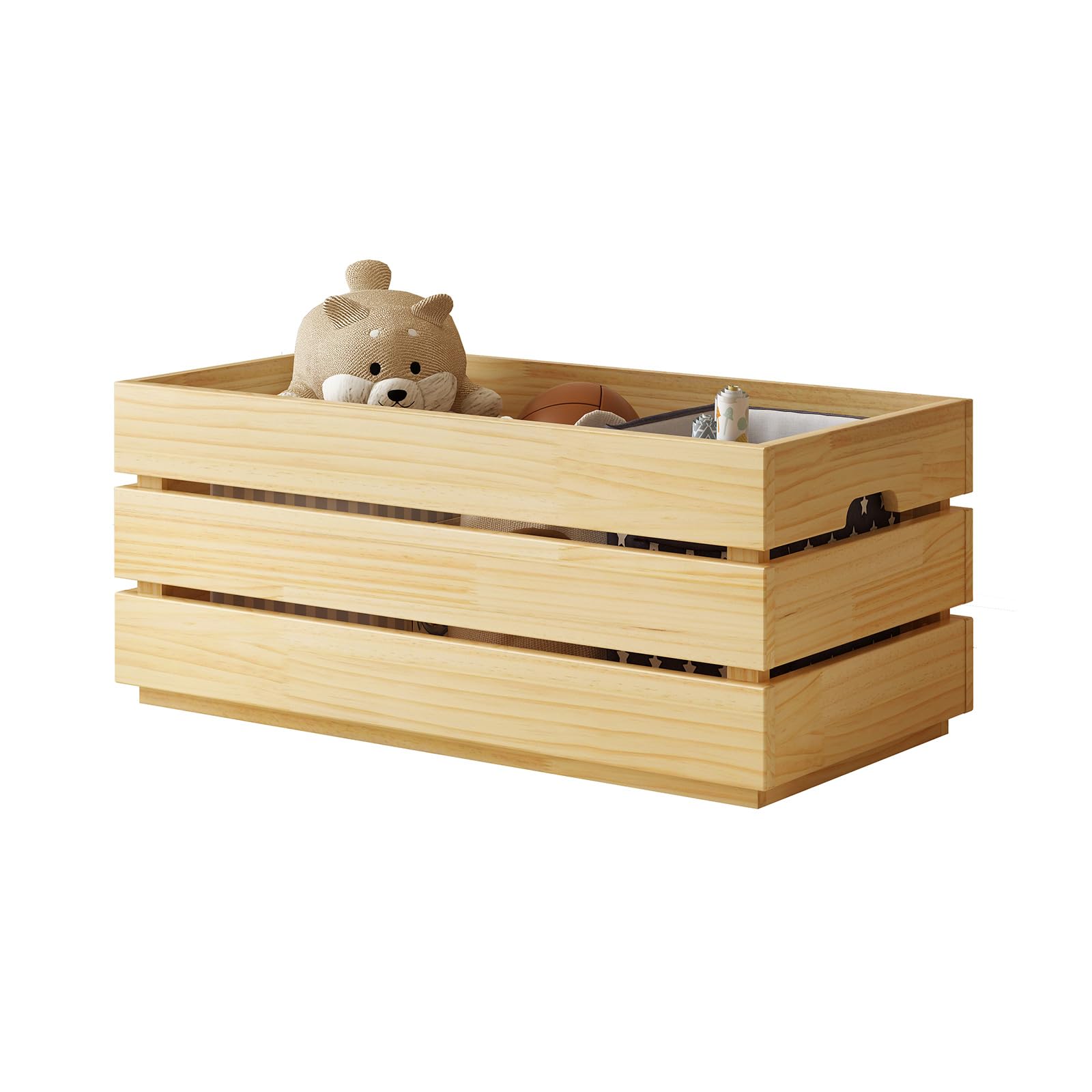 MUSEHOMEINC Large Wooden Toy Storage Chest - Uncovered Toy Box for Kids, Sturdy Wooden Trunk for Living Room & Bedroom, Easy Assembly, Natural Finish - Perfect for Organizing Toys, Blankets & Home Decor
