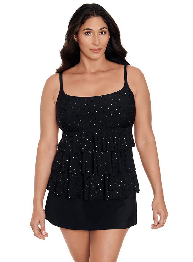 Longitude Women's One Piece Swimdress with Ruffle Skirt & Pockets - Flattering Swimwear for Beach, Pool & Vacation | Plus Size Swim Dress for Women