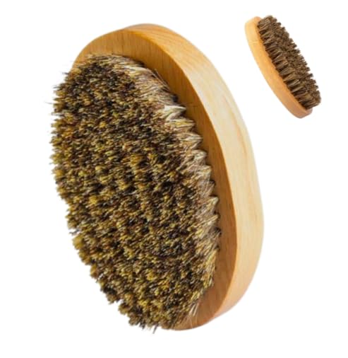 Premium Bamboo Beard Brush for Men - Boar Bristle Mustache & Facial Hair Grooming Kit | Compact Travel Size | Easy to Clean & Maintain | Perfect Gift for Dad, Husband & Boyfriend (Christmas, Birthday, Anniversary) | Ideal for Home, Office & Travel Grooming