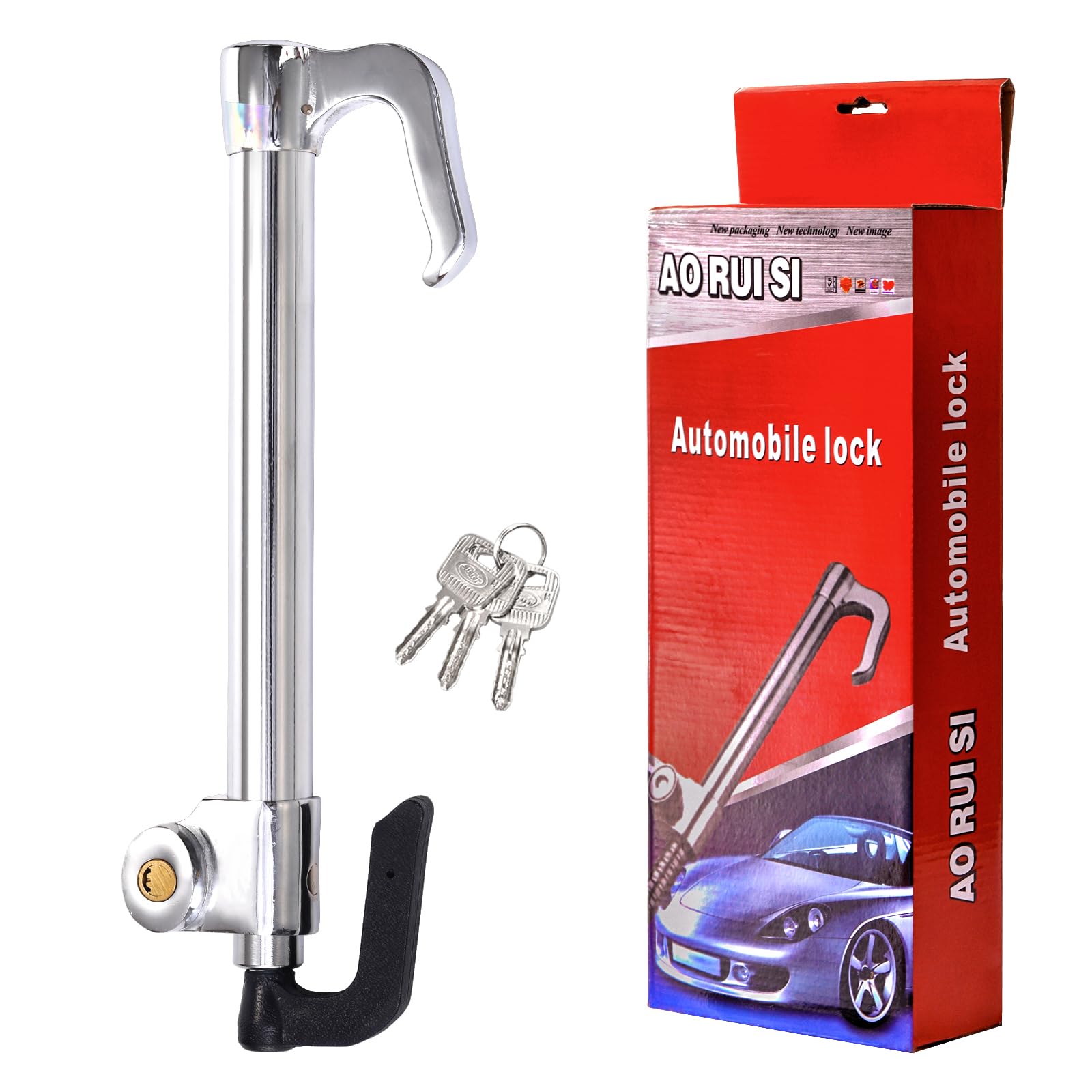 Elsjoy Universal Steering Wheel Brake Lock - Anti-Theft Car Security Device for Vehicles, Trucks & SUVs - Parking Protection