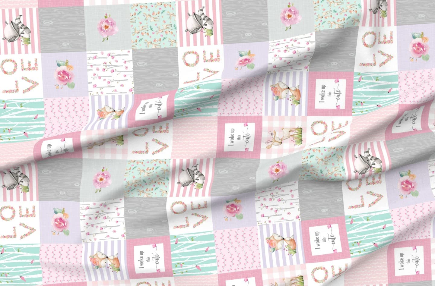 Woodland Animals Deer Fox Printed Minky Fabric by The Yard - Soft Cheater Quilt Nursery Fabric for Baby Blankets, Quilt Backing & Sewing Projects - Perfect for DIY Nursery Decor, Plush Toys & Cozy Home Textiles