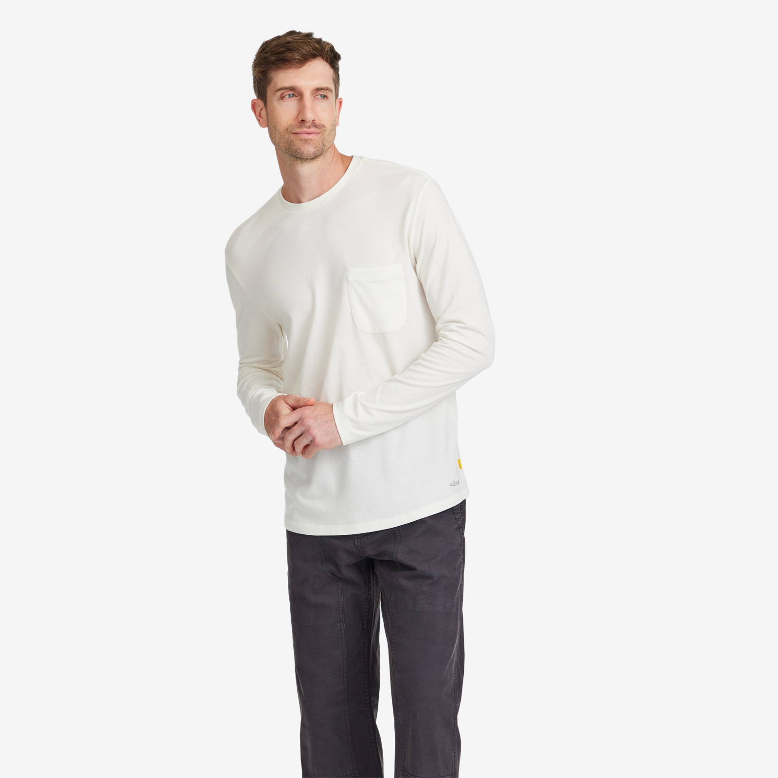 Premium Men's Soft Merino Wool Long Sleeve T-Shirt - Natural White | Breathable & Odor-Resistant Base Layer for Hiking, Travel & Casual Wear