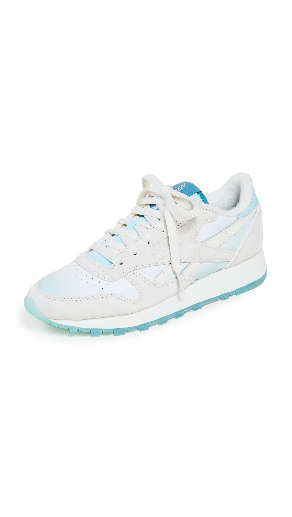 Reebok Women's x Madwomen Classic Leather Sneakers - White/Blue Retro Style for Casual Wear & Gym Training - Size 9.5 US Medium (Chalk/Chalk/Thirsty Blue) | Perfect for Running, Walking & Street Fashion