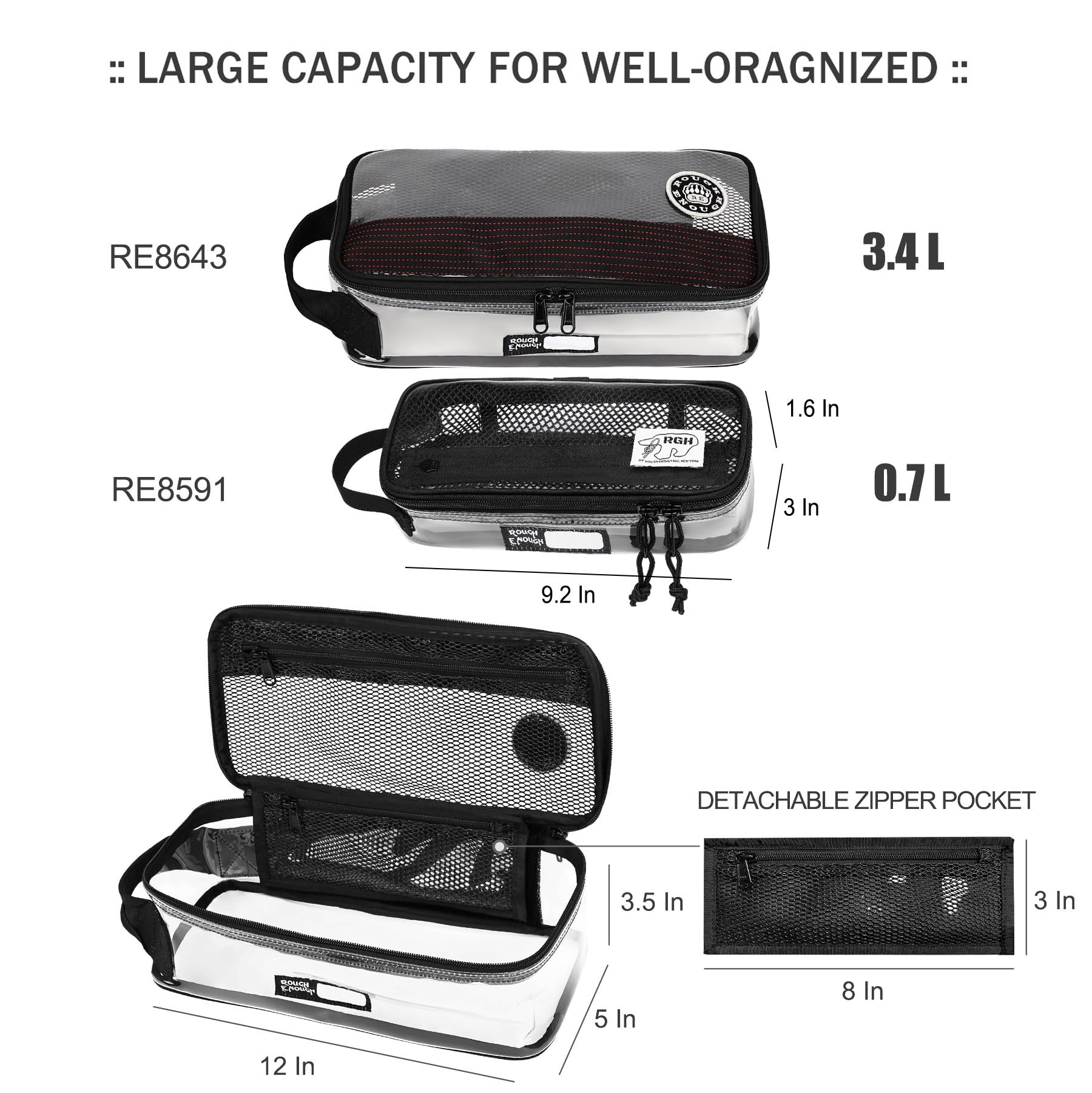 Large Clear Travel Toiletry Bag for Men - Shaving Kit Organizer, Medicine Case Pouch - Perfect for Gym, Camping & Business Trips