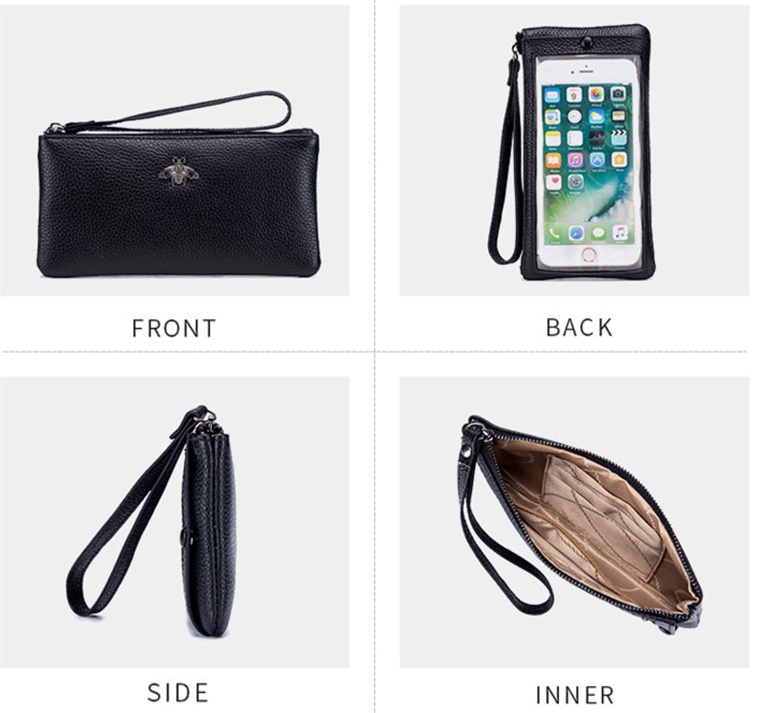Genuine Leather Touch Screen Phone Clutch Bag for Women - Stylish Wristlet Handbag & Wallet with Card Slots - Perfect for Parties, Shopping, and Everyday Use