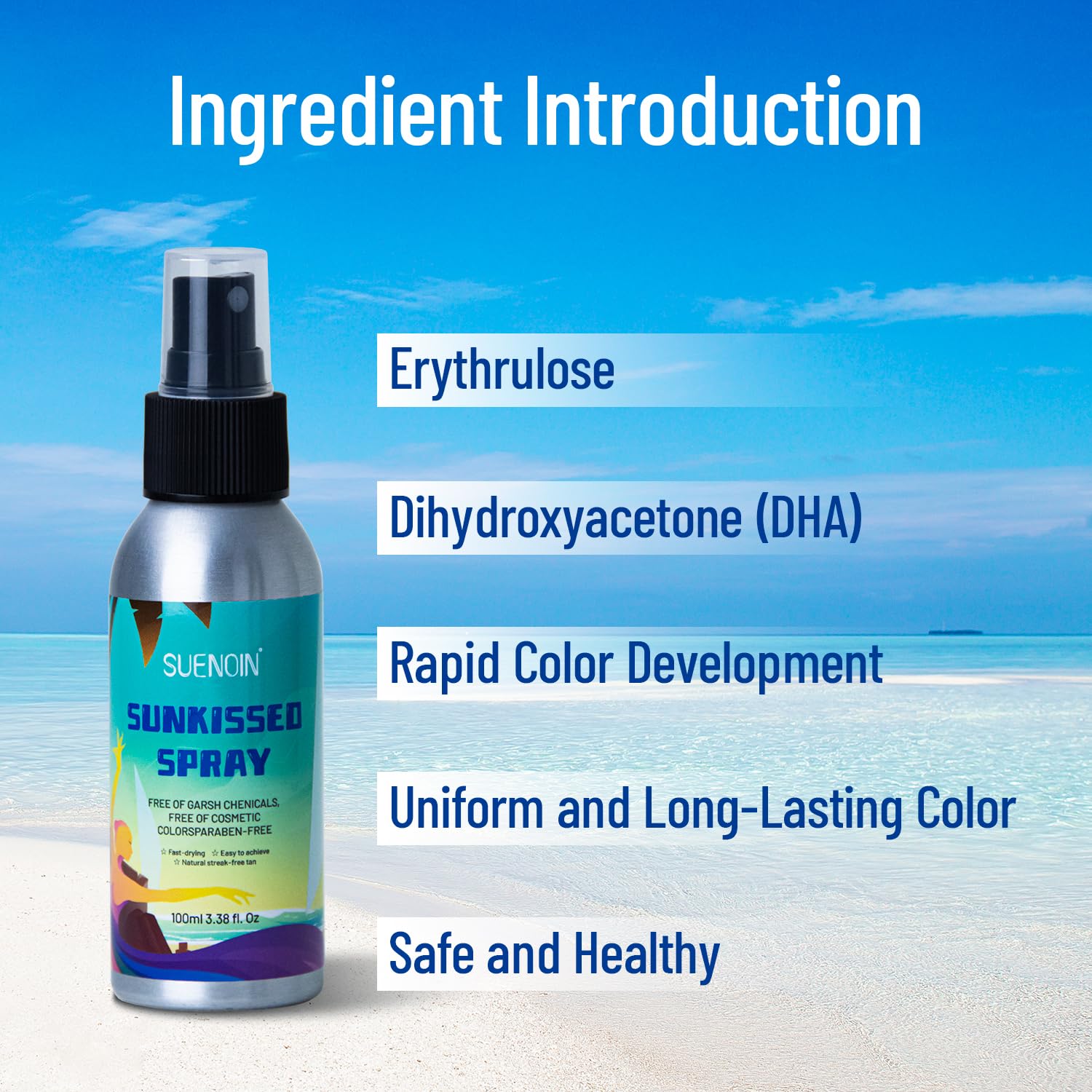 Airbrush Tanning Spray Travel Size 100ml - Natural Self Tanner with Erythrulose & DHA, Alcohol-Free, Oil-Free, Non-Comedogenic - Medium Shade for Sun-Kissed Glow | Perfect for Travel, Vacations & Everyday Use