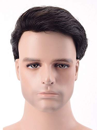 Premium 8x6 Inch Dark Brown Human Hair Toupee for Men - Free Clips, Wig Cap, Hair Brush & Beard Comb - Natural Looking Hairpiece for Thinning Hair & Baldness - Perfect for Daily Wear, Work, and Special Occasions