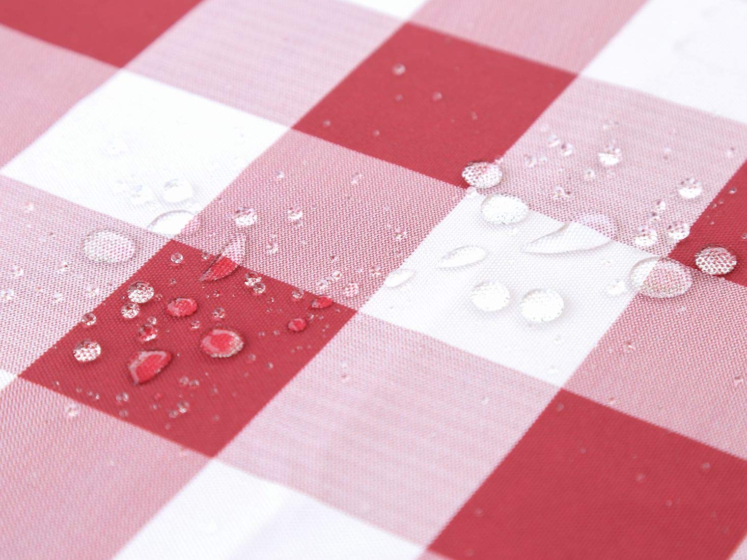 Poise3EHome Waterproof Outdoor Rectangle Tablecloth with Umbrella Hole - Red and White Checkered Picnic Table Cover (60x104 Inches) for Patio, Camping, BBQ & Spring Parties