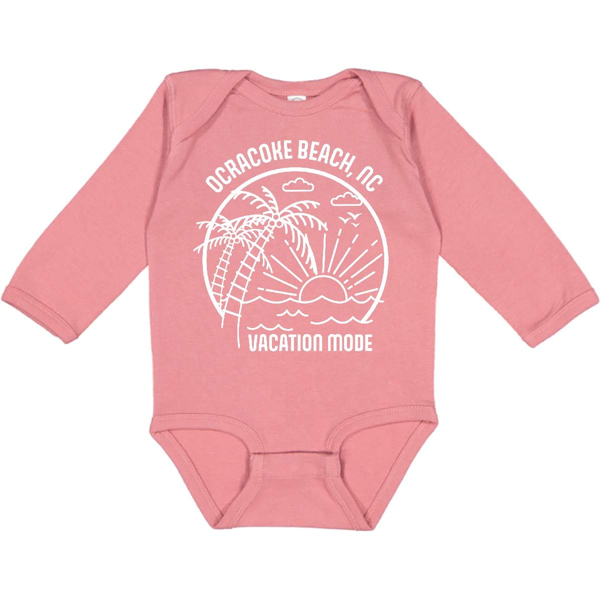 Inktastic Summer Vacation Mode Ocracoke Beach North Carolina Long Sleeve Creeper - Comfortable Baby Bodysuit for Beach Trips & Family Vacations