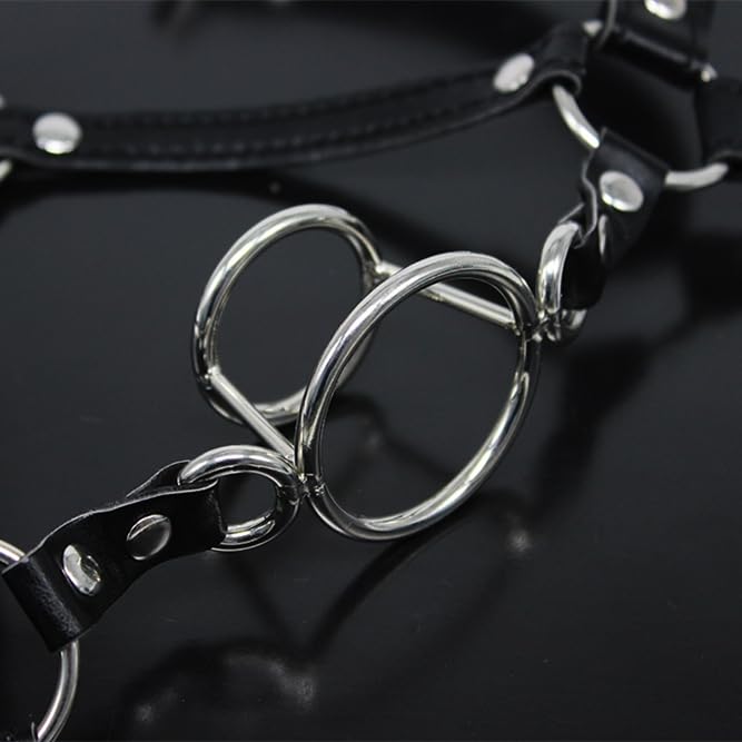 BDSM O-Ring Gag Adjustable Dildo Ring Mouth Gag - SM Fetish Head Harness Belt for Men & Women - Bondage Restraints Sex Toy for Couples Roleplay - Perfect for BDSM Play, Erotic Scenes and Spicy Bedroom Adventures