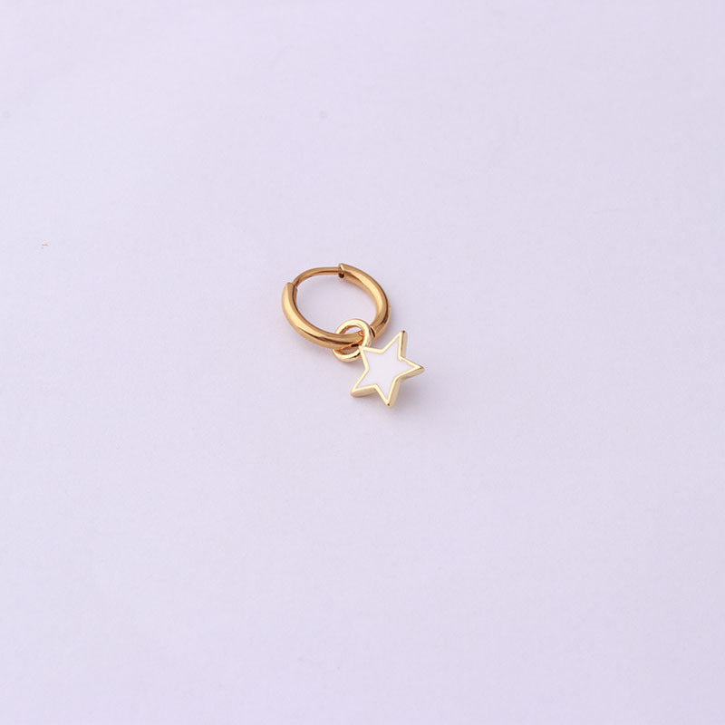16G Surgical Steel Hoop Earrings with Enamel Dangling Design | Hypoallergenic Body Jewelry for Women | Perfect for Parties, Weddings & Everyday Wear
