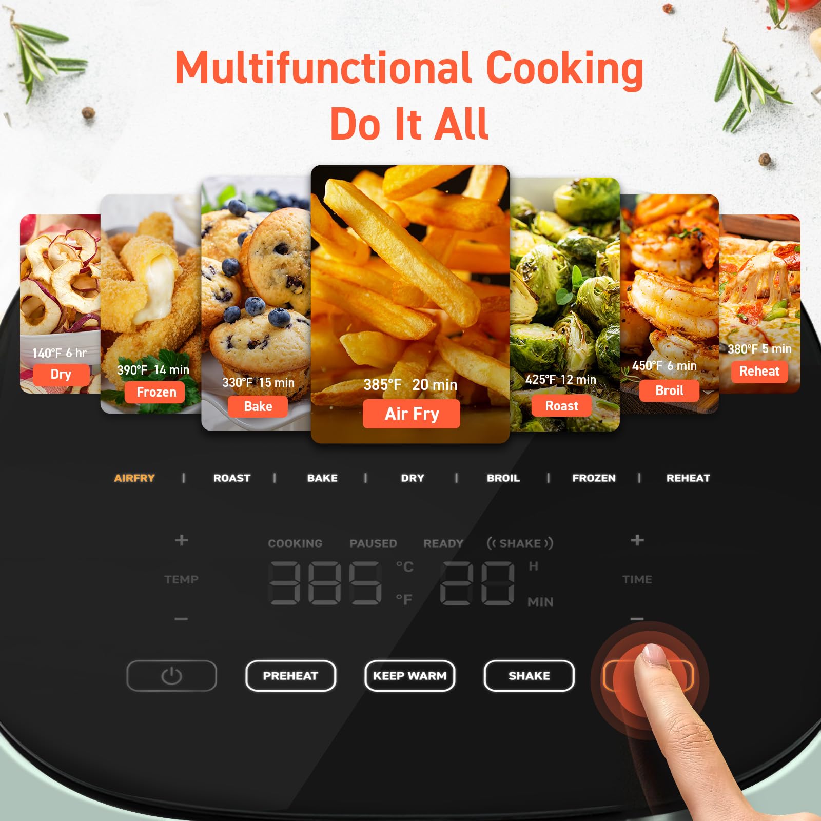 COSORI Air Fryer Pro LE 5-Qt - 10-in-1 Multi-Function Airfryer with Bake, Roast, Preheat & Dehydrate | Includes 20PCS Paper Liners, Shake Reminder & 130+ Recipes | 85% Less Oil, Compact Design, Dishwasher Safe (Green) | Perfect for Healthy Cooking, Meal Prep & Family Dinners
